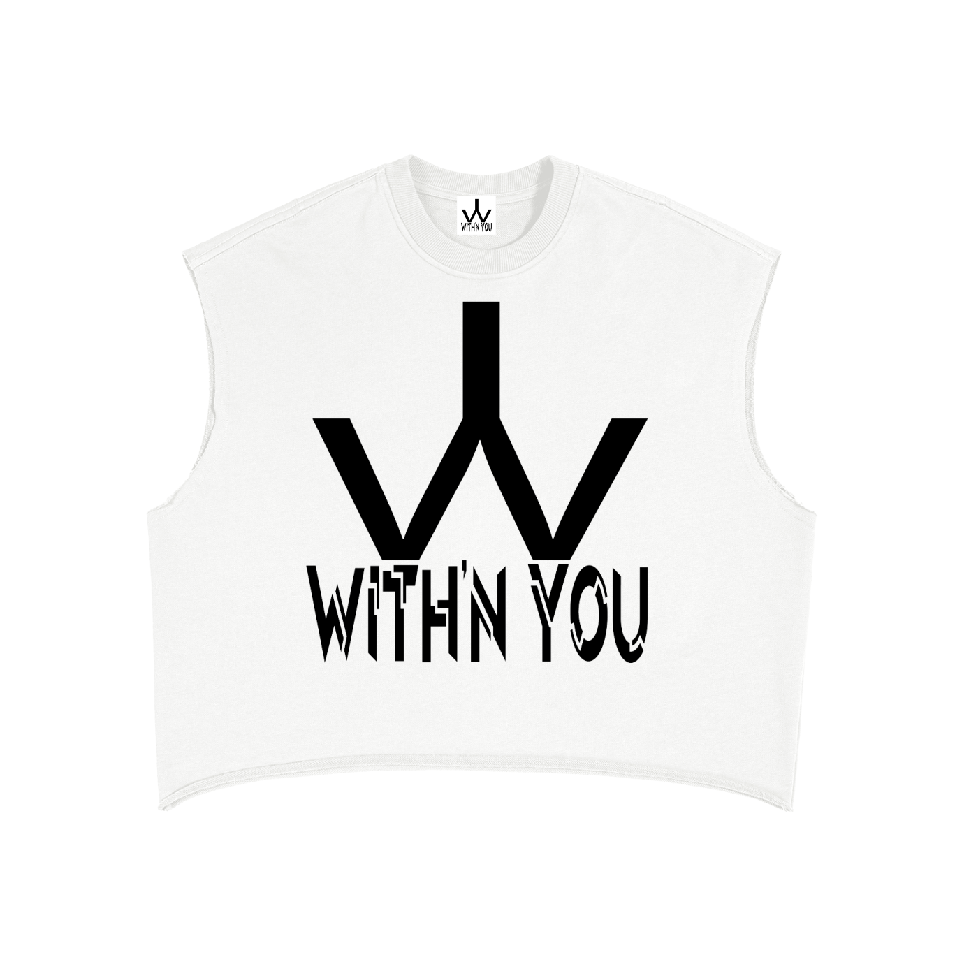 "WITH'N YOU" LOGO - BLACK - French Terry Boxy Tank Top