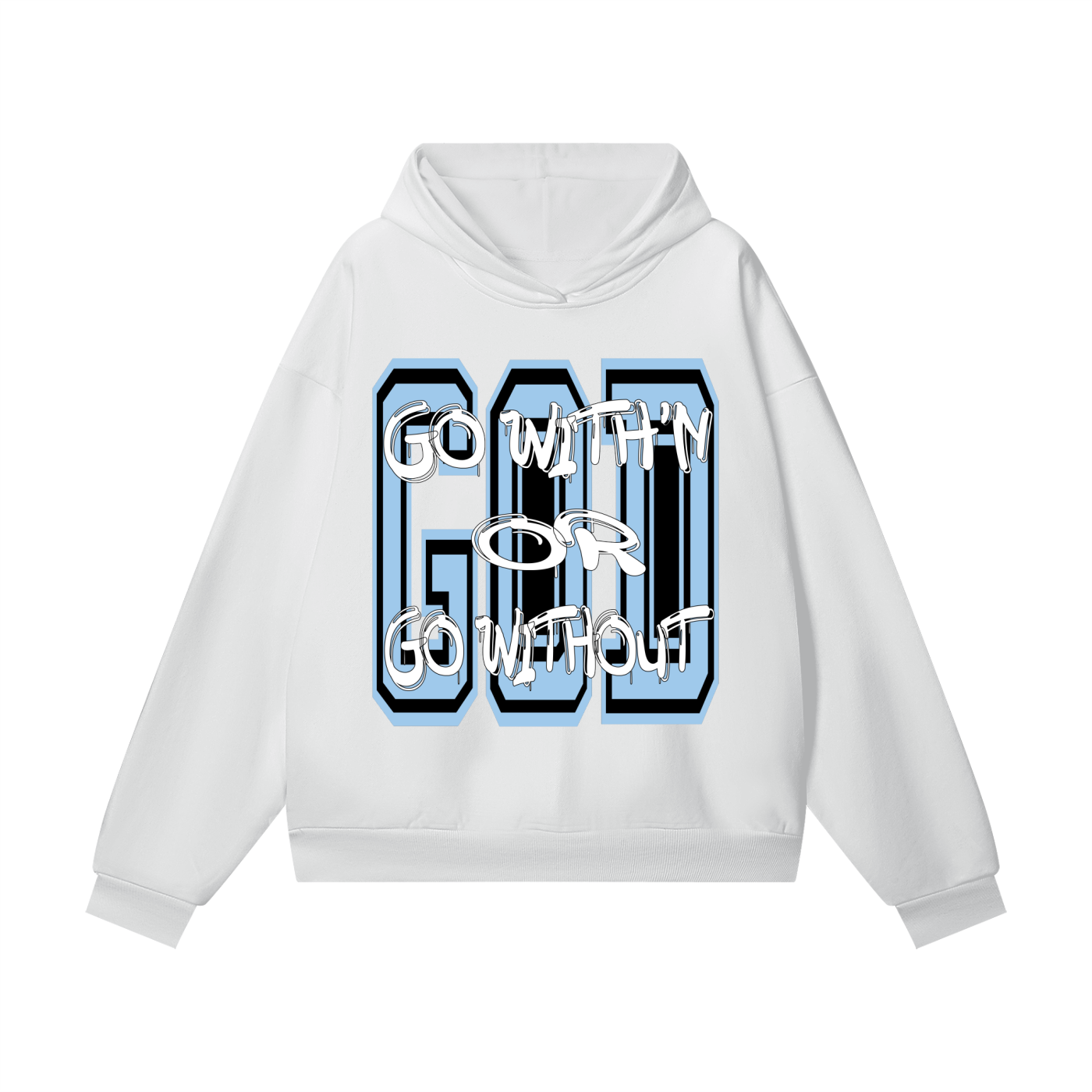 "GO WITH'N" - CAROLINA BLUE - Heavyweight Hidden Pocket Fleece Hoodie