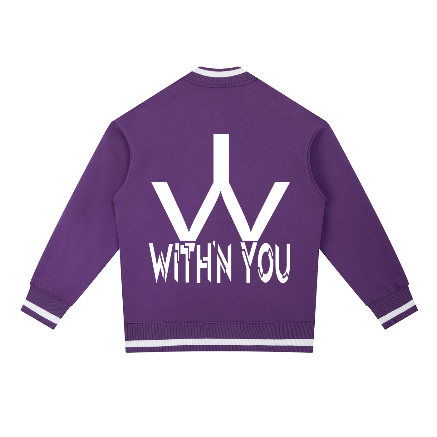 "WITH'N YOU" LOGO - WHITE - Contrast Piping Zip Bomber Jacket