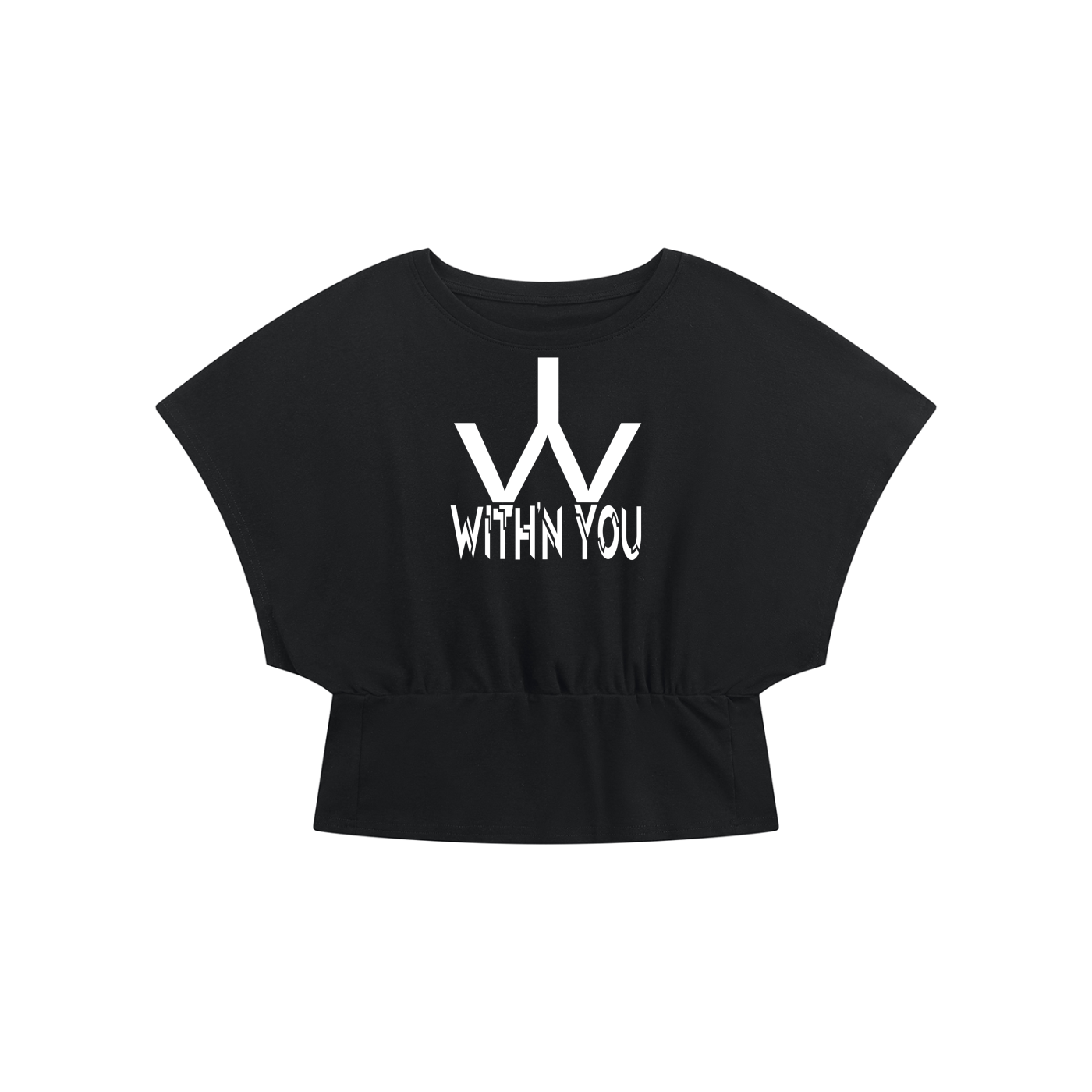 "WITH'N YOU" LOGO - WHITE - Women’s Crop Dolman T-Shirt