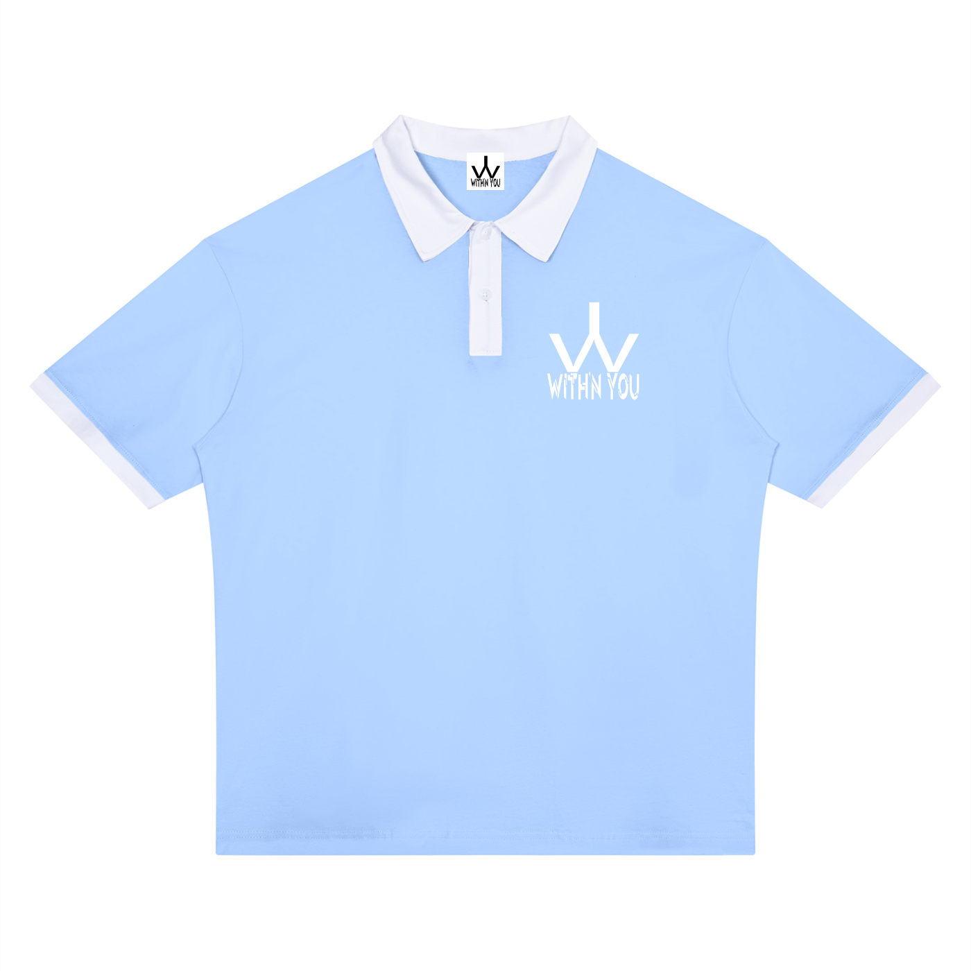 "WITH'N YOU" LOGO - WHITE - Unisex Color Block Polo Shirt