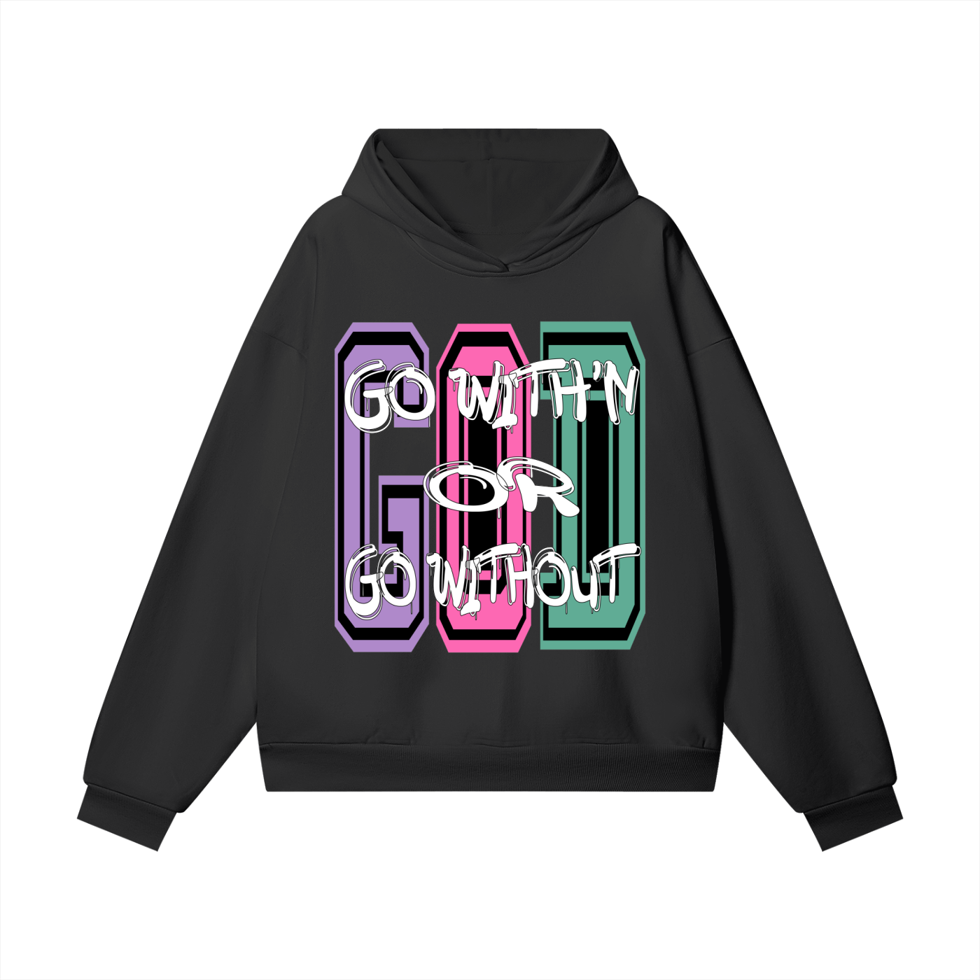 "GO WITH'N" - COLORS 3 - Heavyweight Hidden Pocket Fleece Hoodie