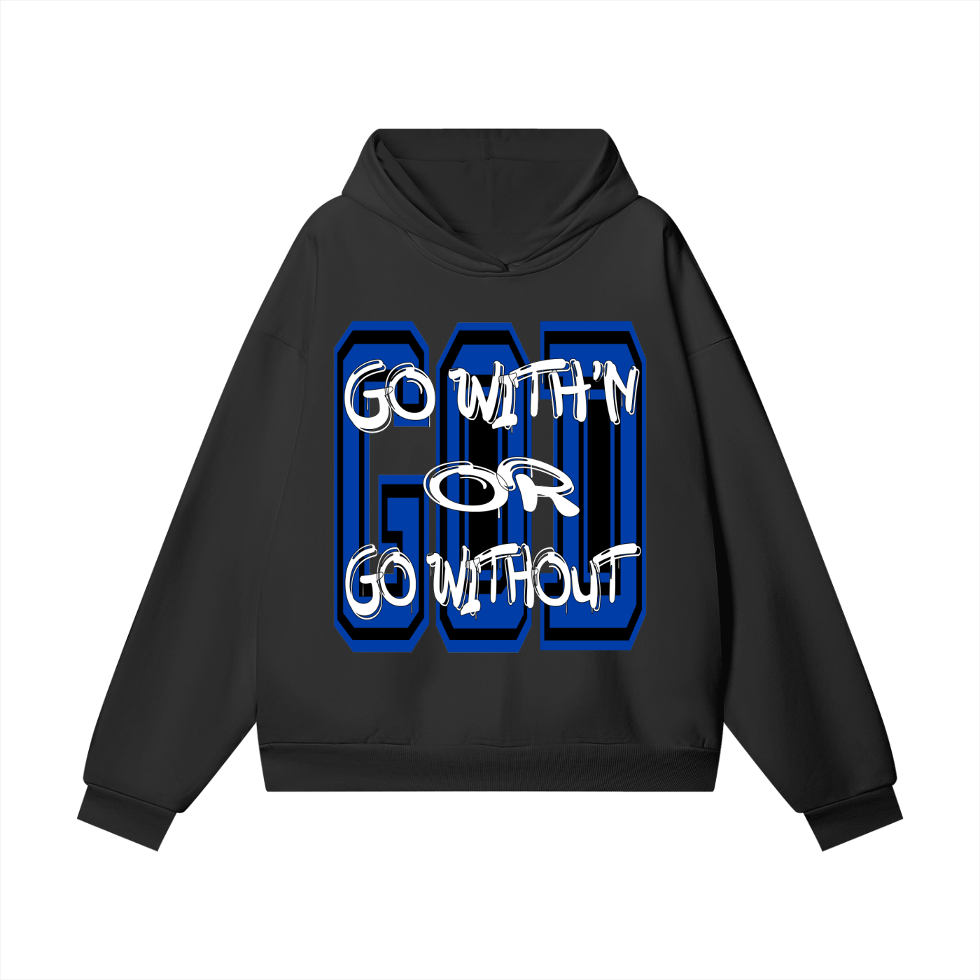 "GO WITH'N" - BLUE - Heavyweight Hidden Pocket Fleece Hoodie