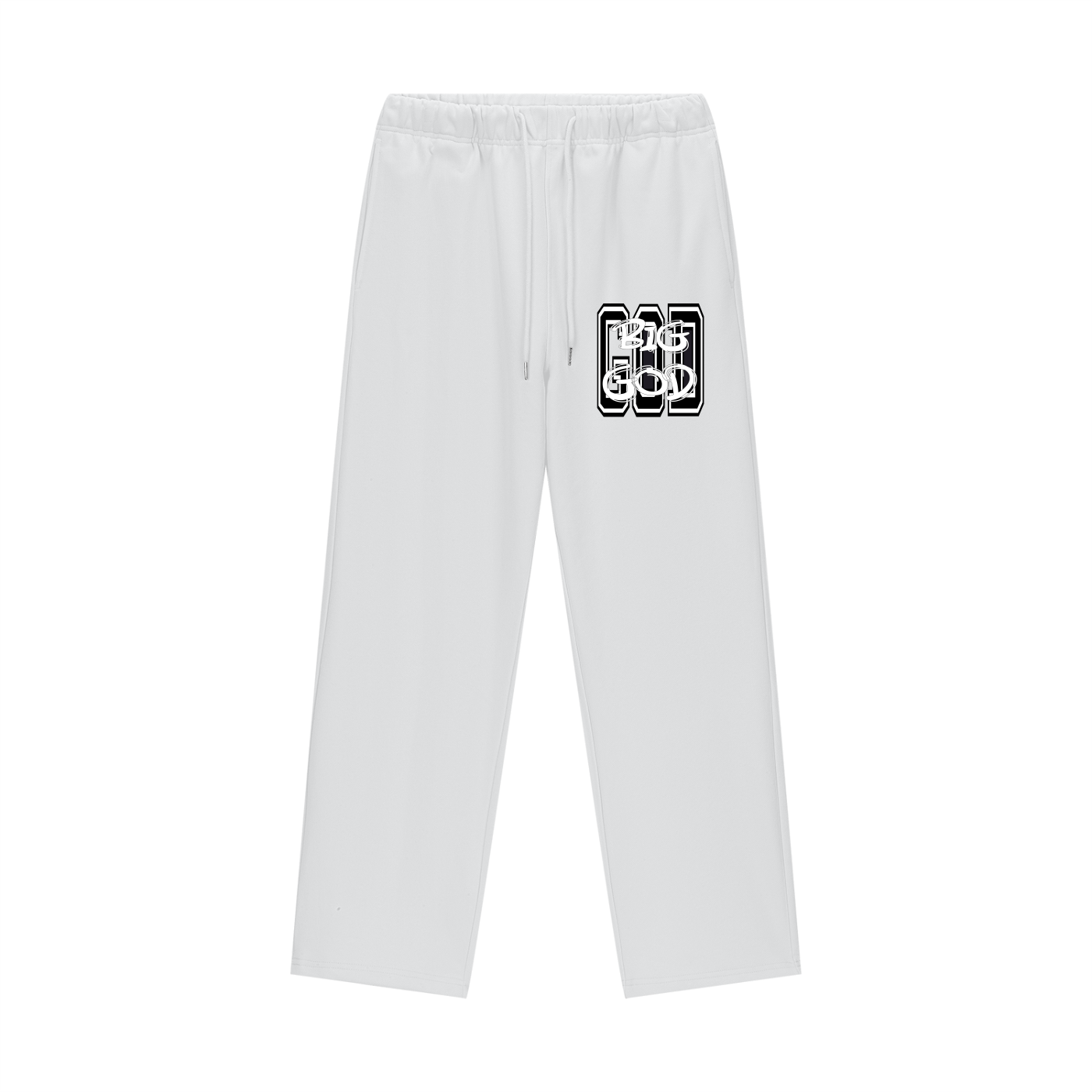 "BIG GOD" - BLACK - Heavyweight Fleece Straight Leg Pants