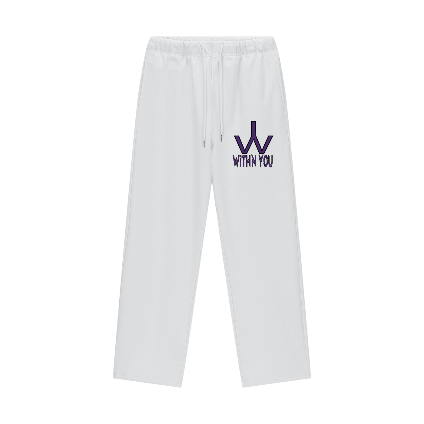 "WITH'N YOU" LOGO - BLACK/PURPLE - Heavyweight Fleece Straight Leg Pants