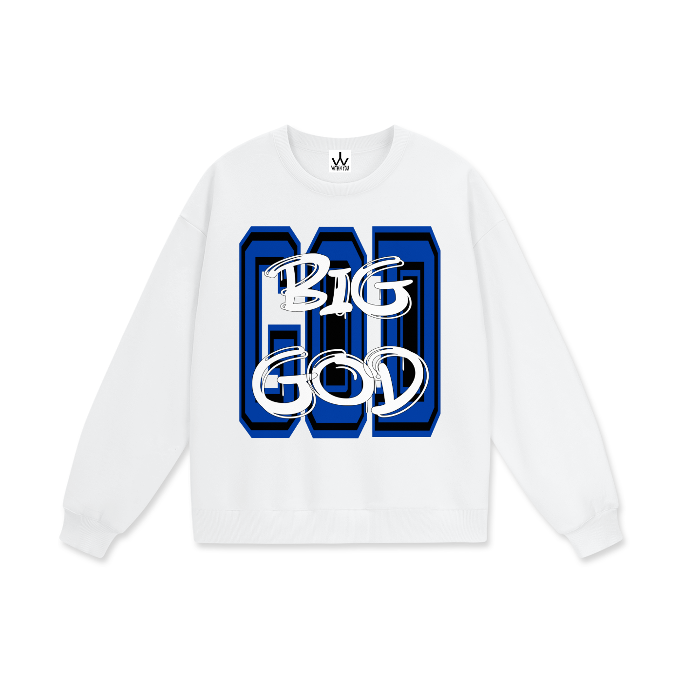 "BIG GOD" - BLUE - Heavyweight Drop Shoulder Sweatshirt
