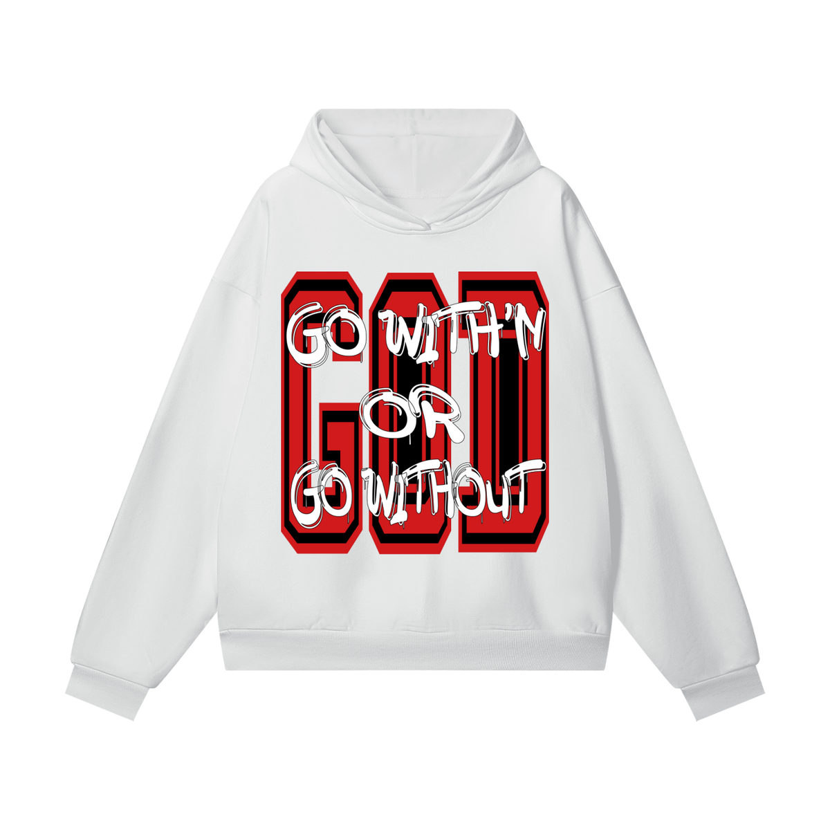 "GO WITH'N" - RED - Heavyweight Hidden Pocket Fleece Hoodie