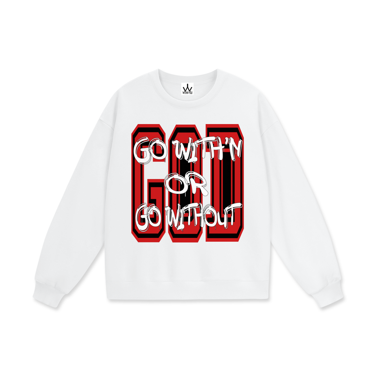 "GO WITH'N" - RED - Heavyweight Drop Shoulder Sweatshirt