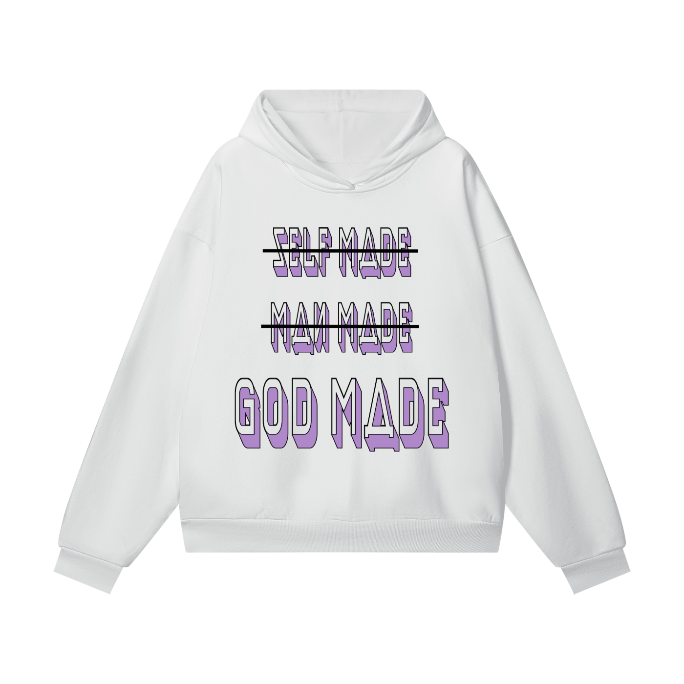 "GOD MADE" - BLACK/PURPLE - Heavyweight Hidden Pocket Fleece Hoodie
