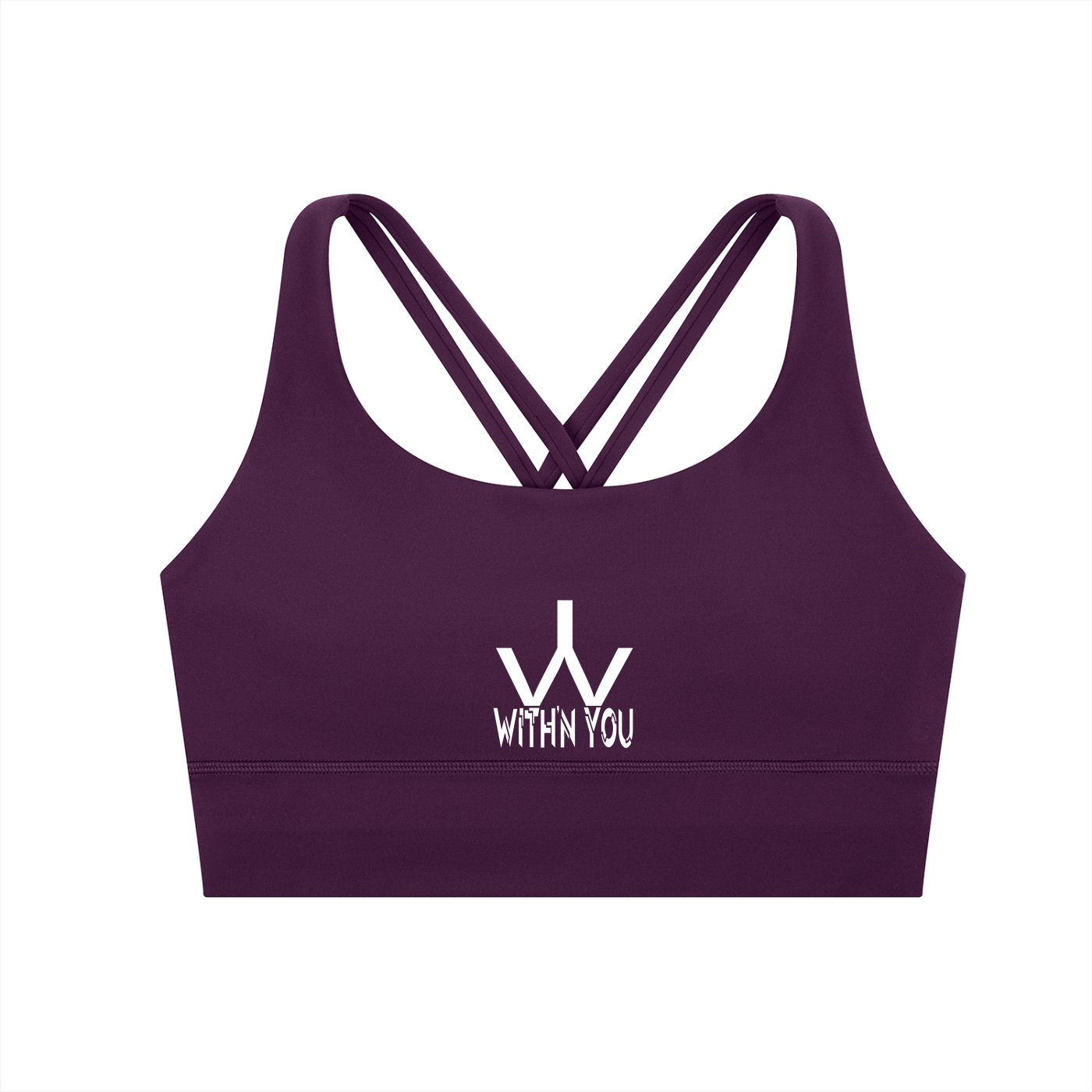 "WITH'N YOU" LOGO - WHITE - Strappy Criss-Cross Sports Bra