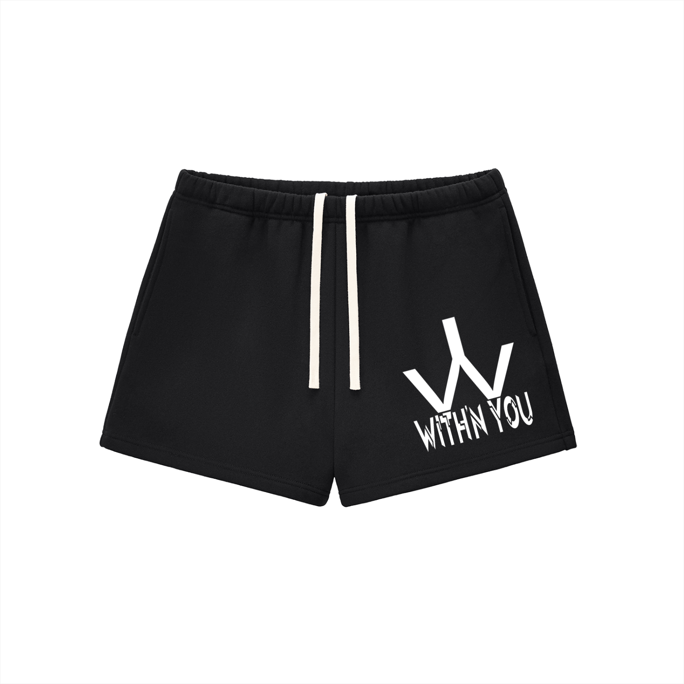 "WITH'N YOU" LOGO - WHITE - Women's Essential Fleece Drawstring Sweatshorts