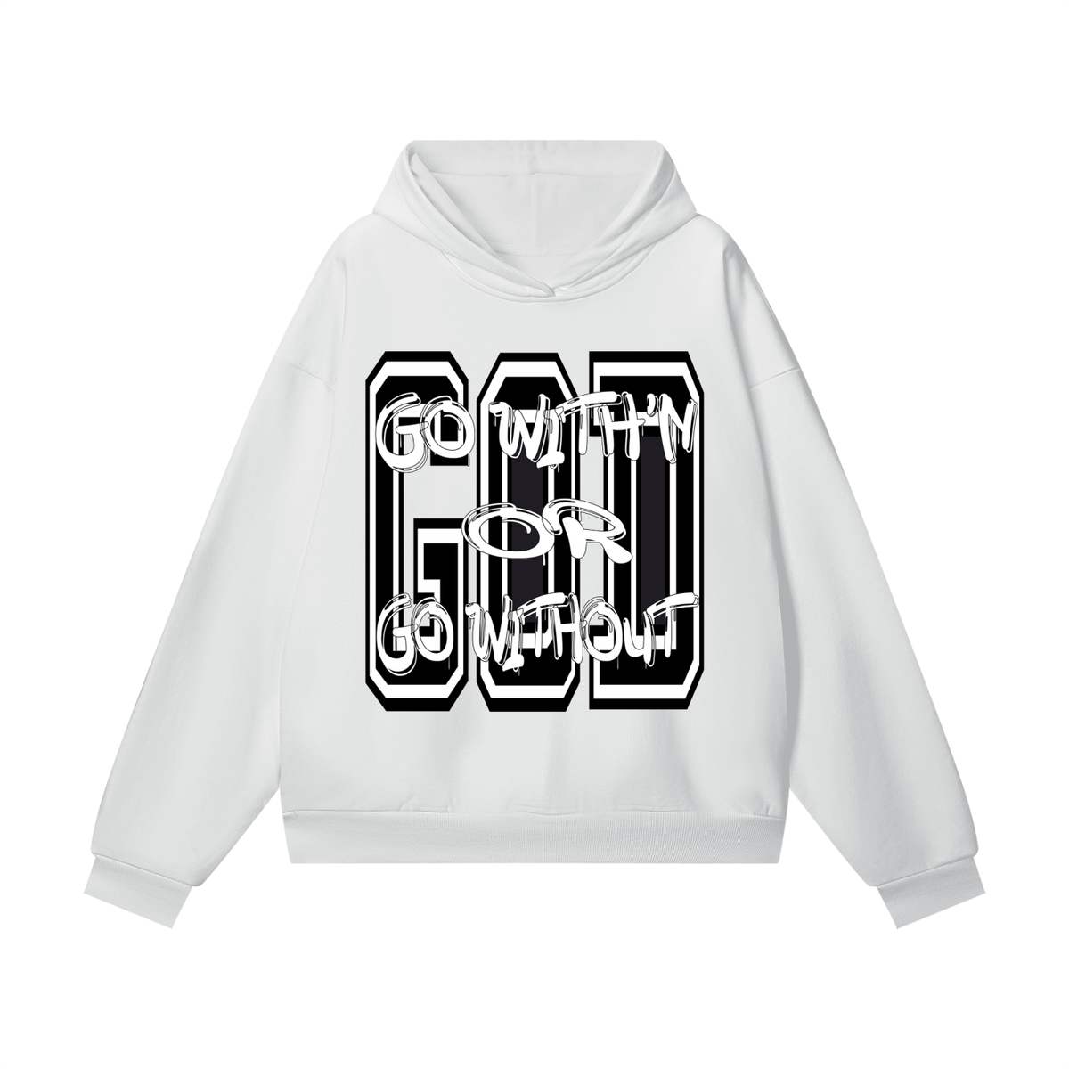 "GO WITH'N" - BLACK - Heavyweight Hidden Pocket Fleece Hoodie