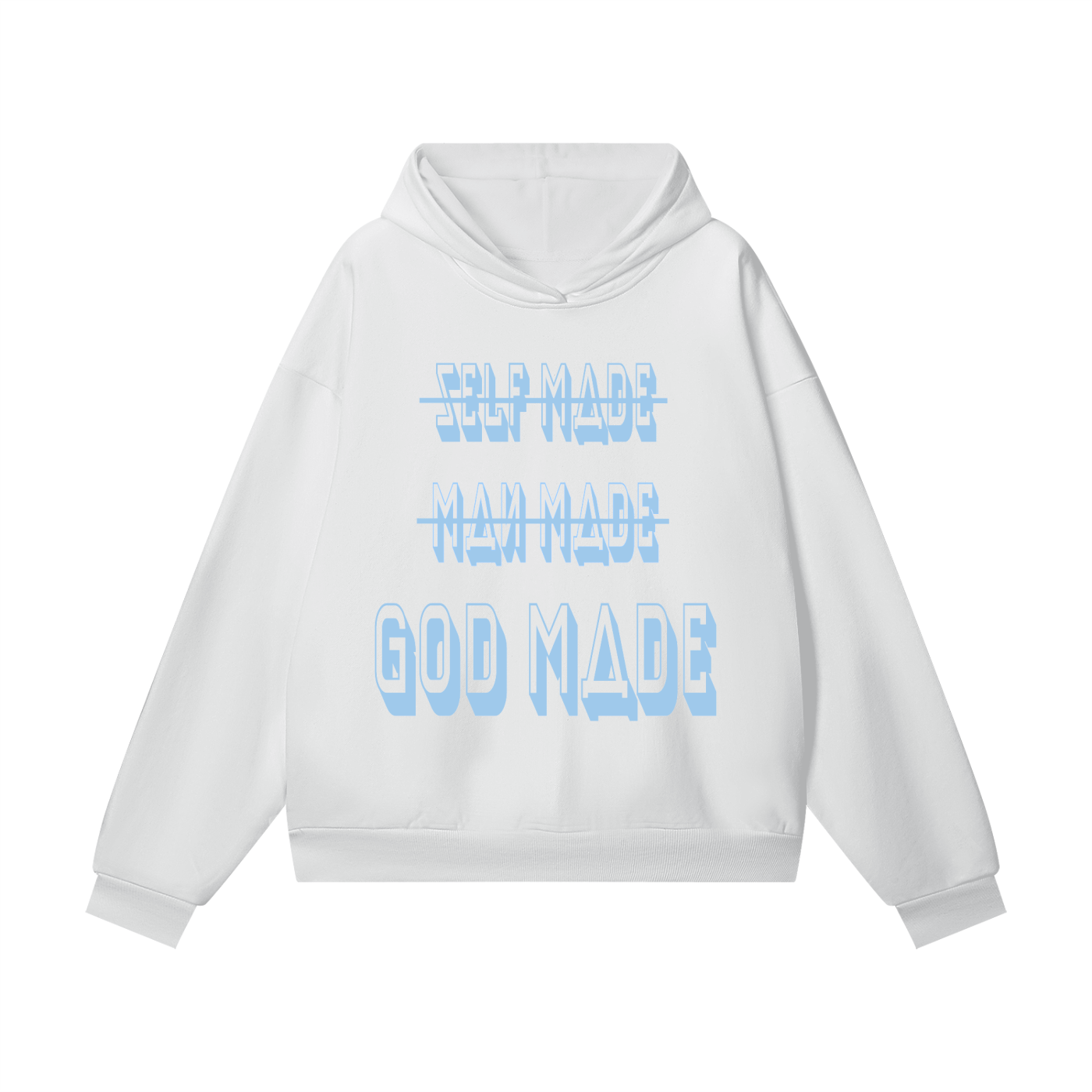 "GOD MADE" - CAROLINA BLUE - Heavyweight Hidden Pocket Fleece Hoodie