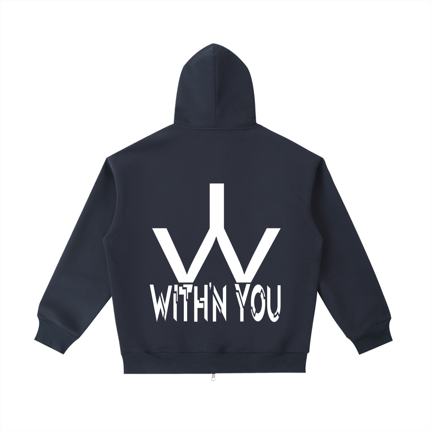 "WITH'N YOU" LOGO - WHITE - Essential Heavyweight Pocket Hoodie