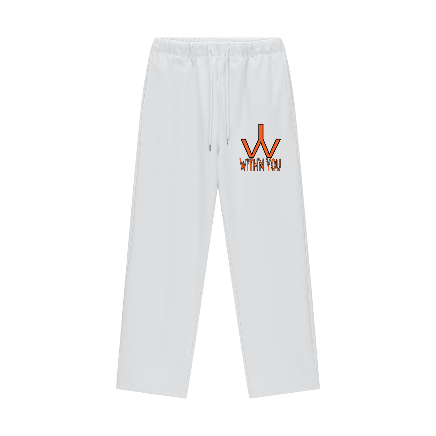 "WITH'N YOU" LOGO - BLACK/ORANGE - Heavyweight Fleece Straight Leg Pants