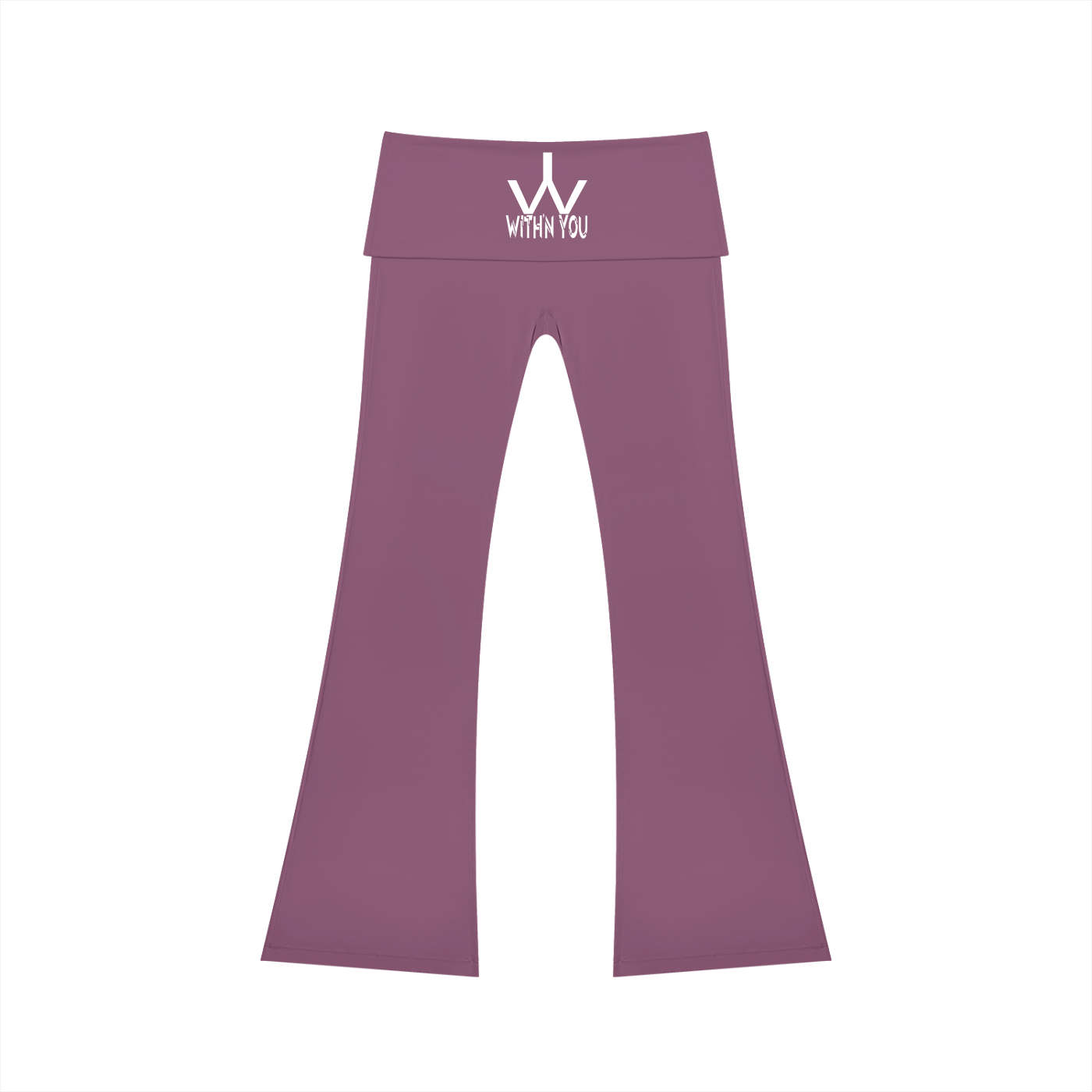 "WITH'N YOU" LOGO - WHITE - Women's High Rise Flared Yoga Pants