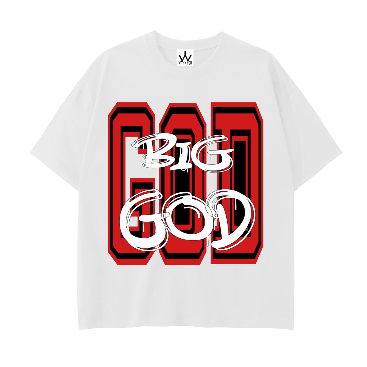 "BIG GOD" - RED - Drop Shoulder Cotton T-Shirt