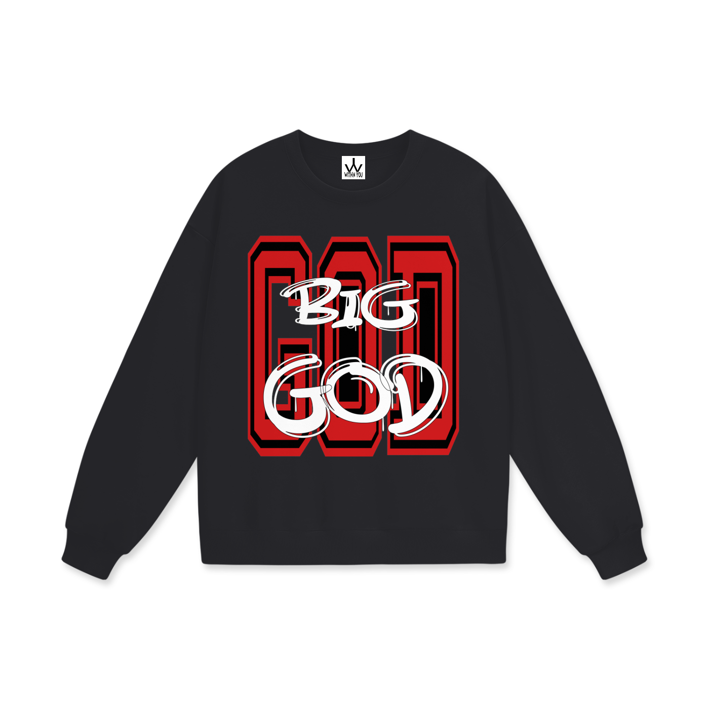 "BIG GOD" - RED - Heavyweight Drop Shoulder Sweatshirt