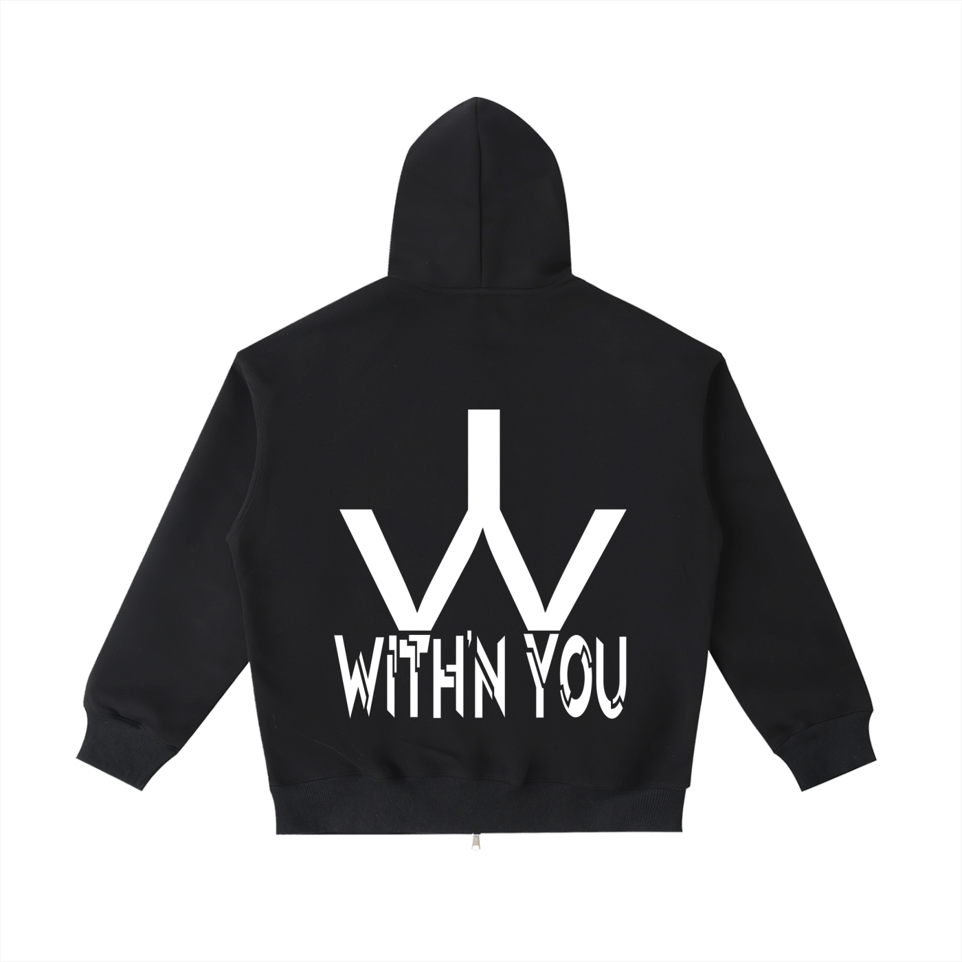 "WITH'N YOU" LOGO - WHITE - Essential Heavyweight Pocket Hoodie