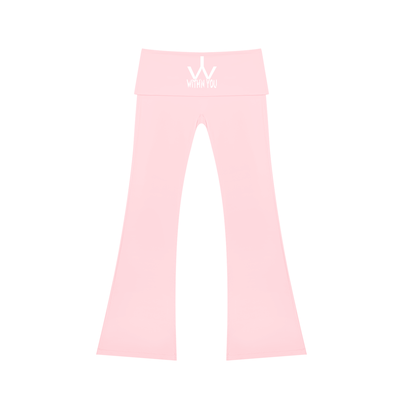 "WITH'N YOU" LOGO - WHITE - Women's High Rise Flared Yoga Pants