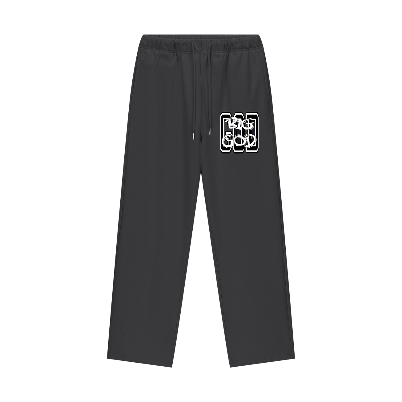 "BIG GOD" - BLACK - Heavyweight Fleece Straight Leg Pants