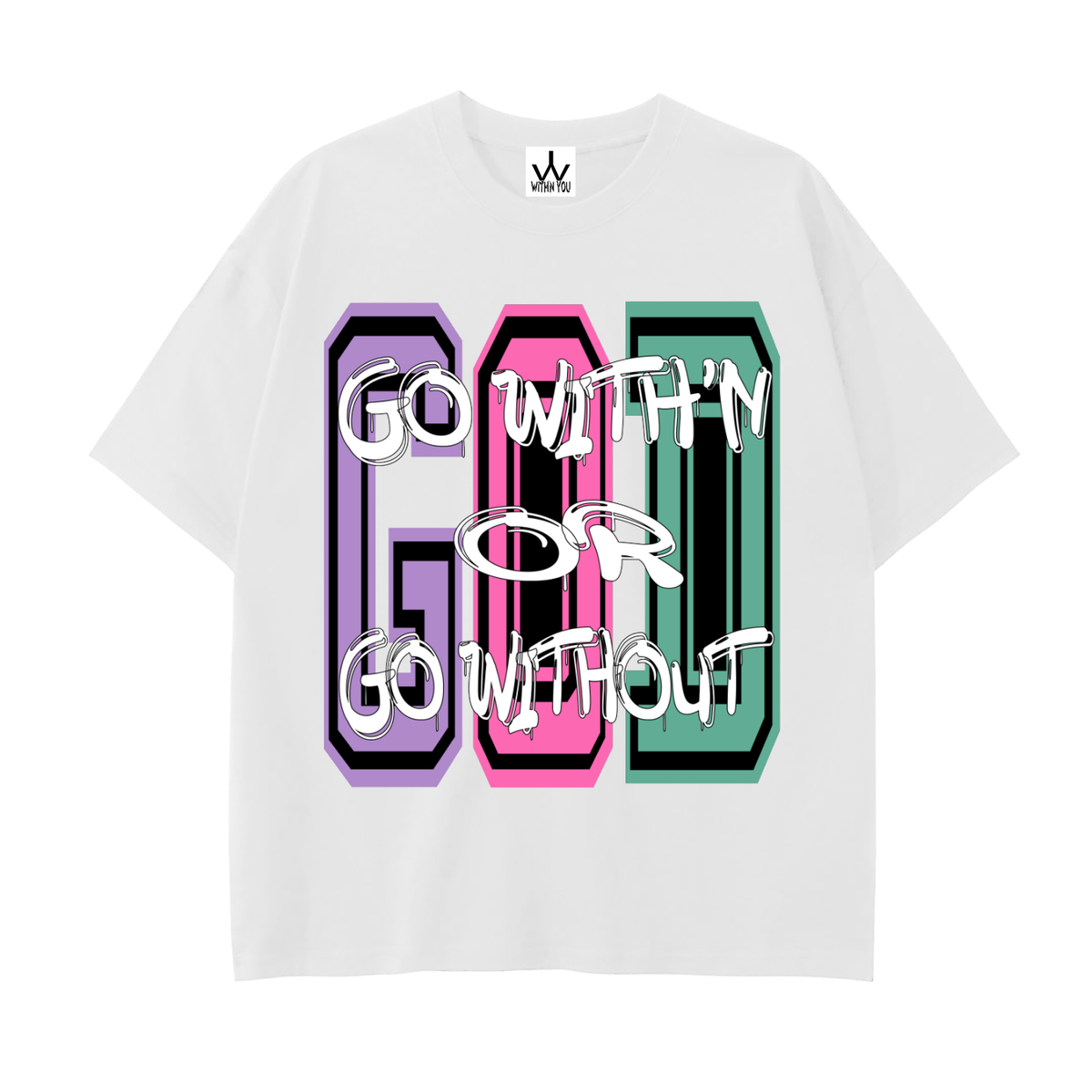 "GO WITH'N" - COLORS 3 - Drop Shoulder Cotton T-Shirt