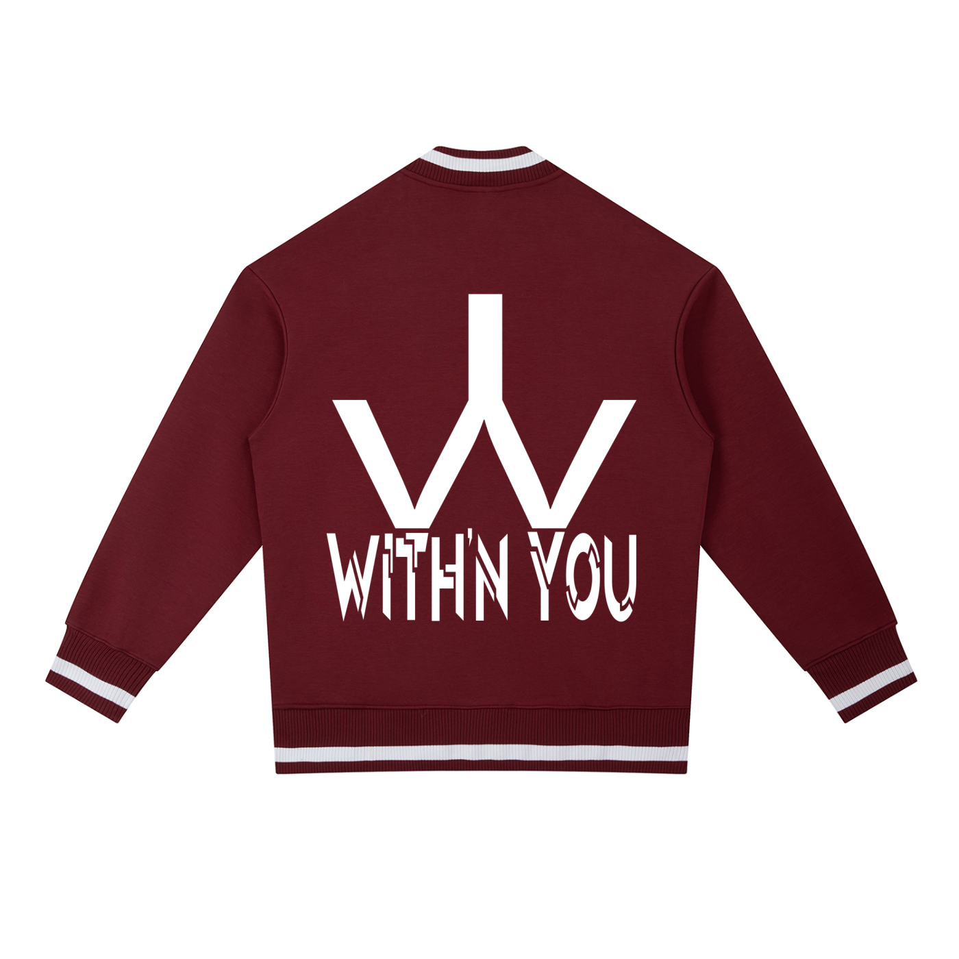 "WITH'N YOU" LOGO - WHITE - Contrast Piping Zip Bomber Jacket