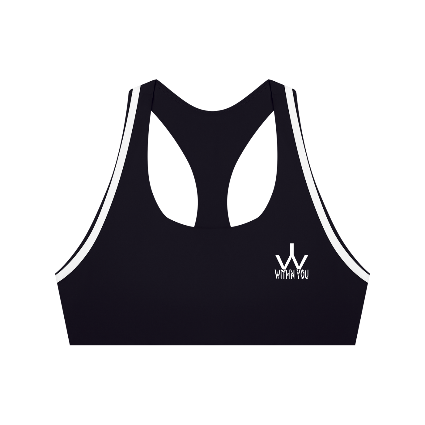"WITH'N YOU" LOGO - WHITE - Women’s Halter Yoga Sports Bra