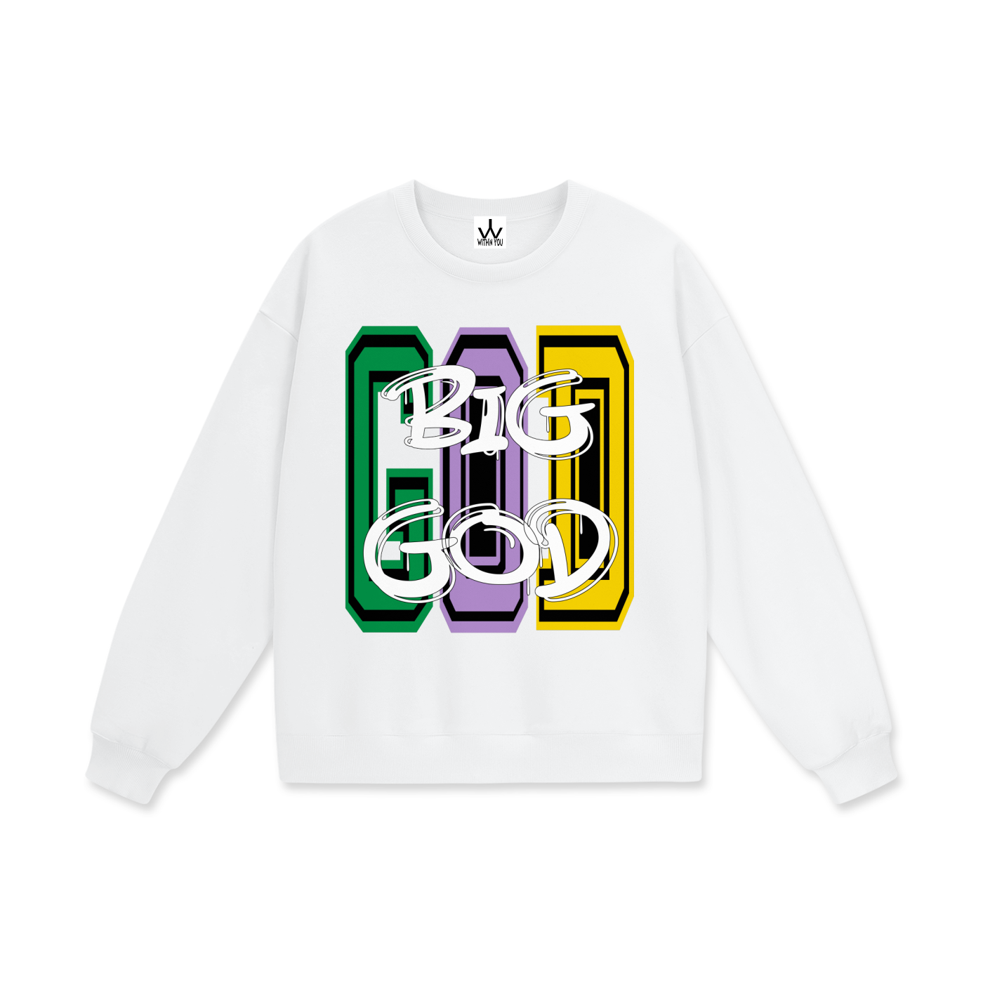 "BIG GOD" - MARDI GRAS - Heavyweight Drop Shoulder Sweatshirt