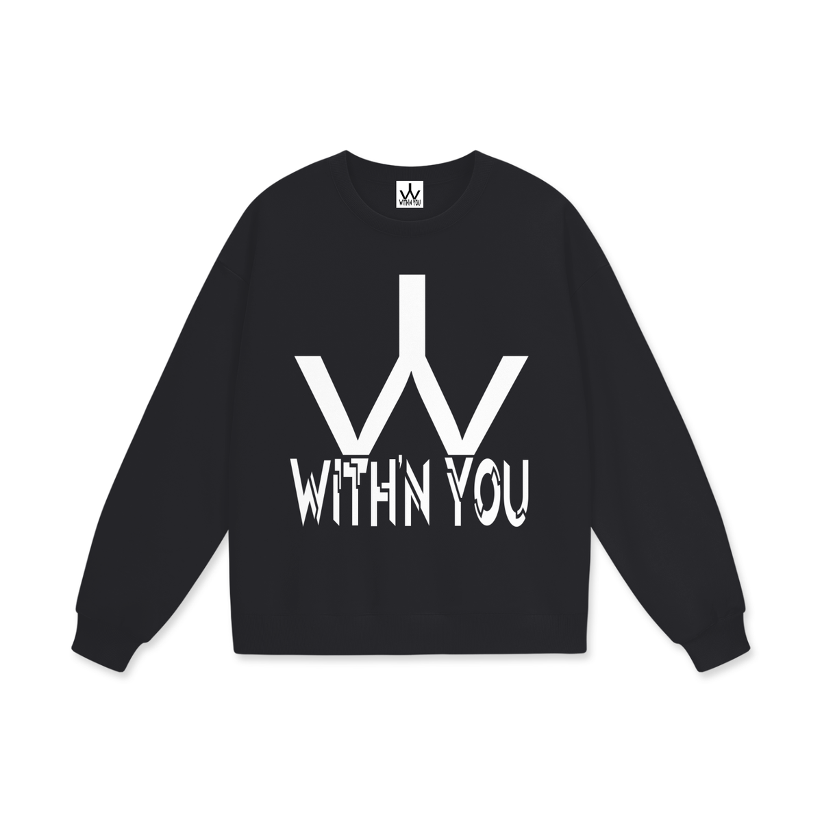 "WITH'N YOU" LOGO - WHITE - Heavyweight Drop Shoulder Sweatshirt