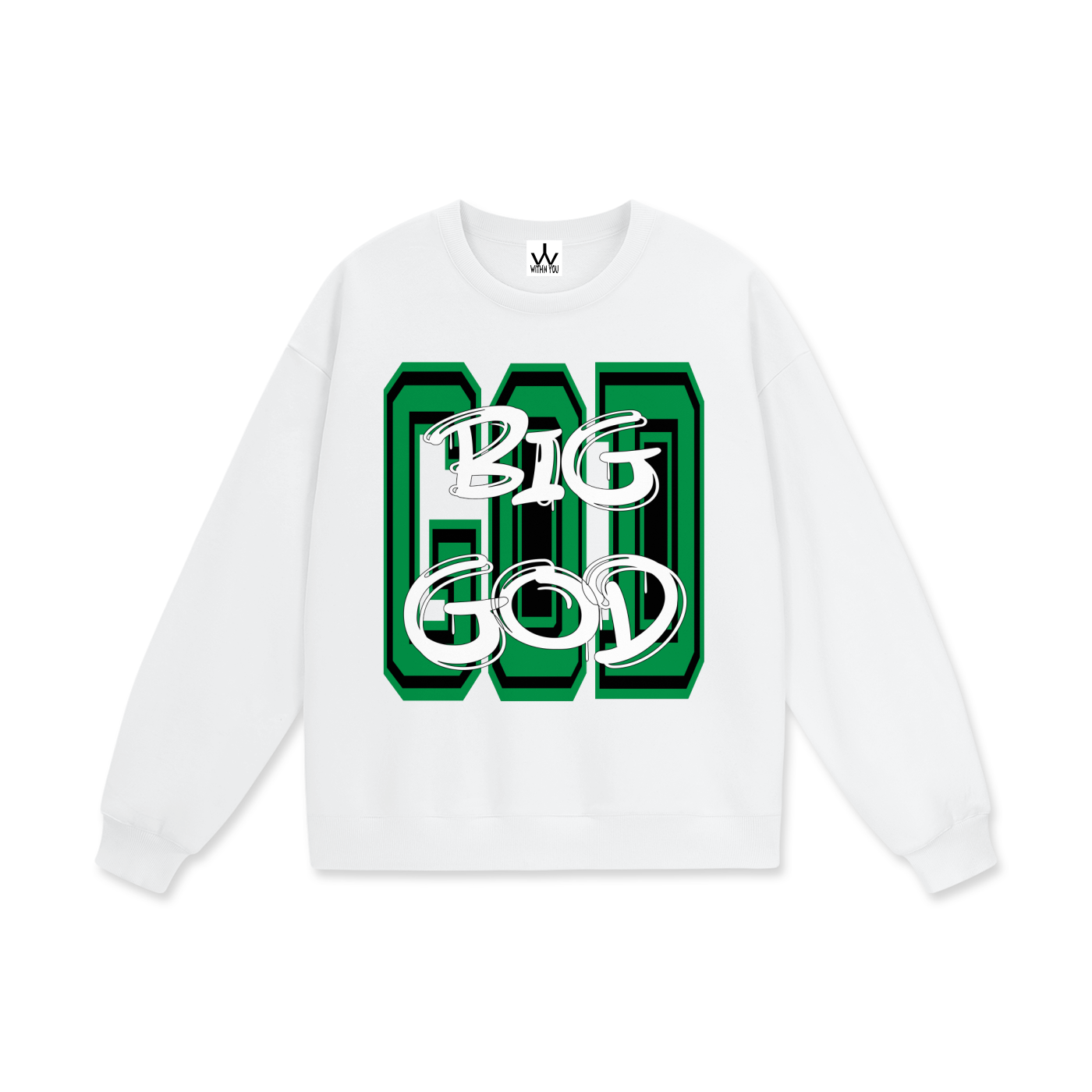 "BIG GOD" - GREEN - Heavyweight Drop Shoulder Sweatshirt
