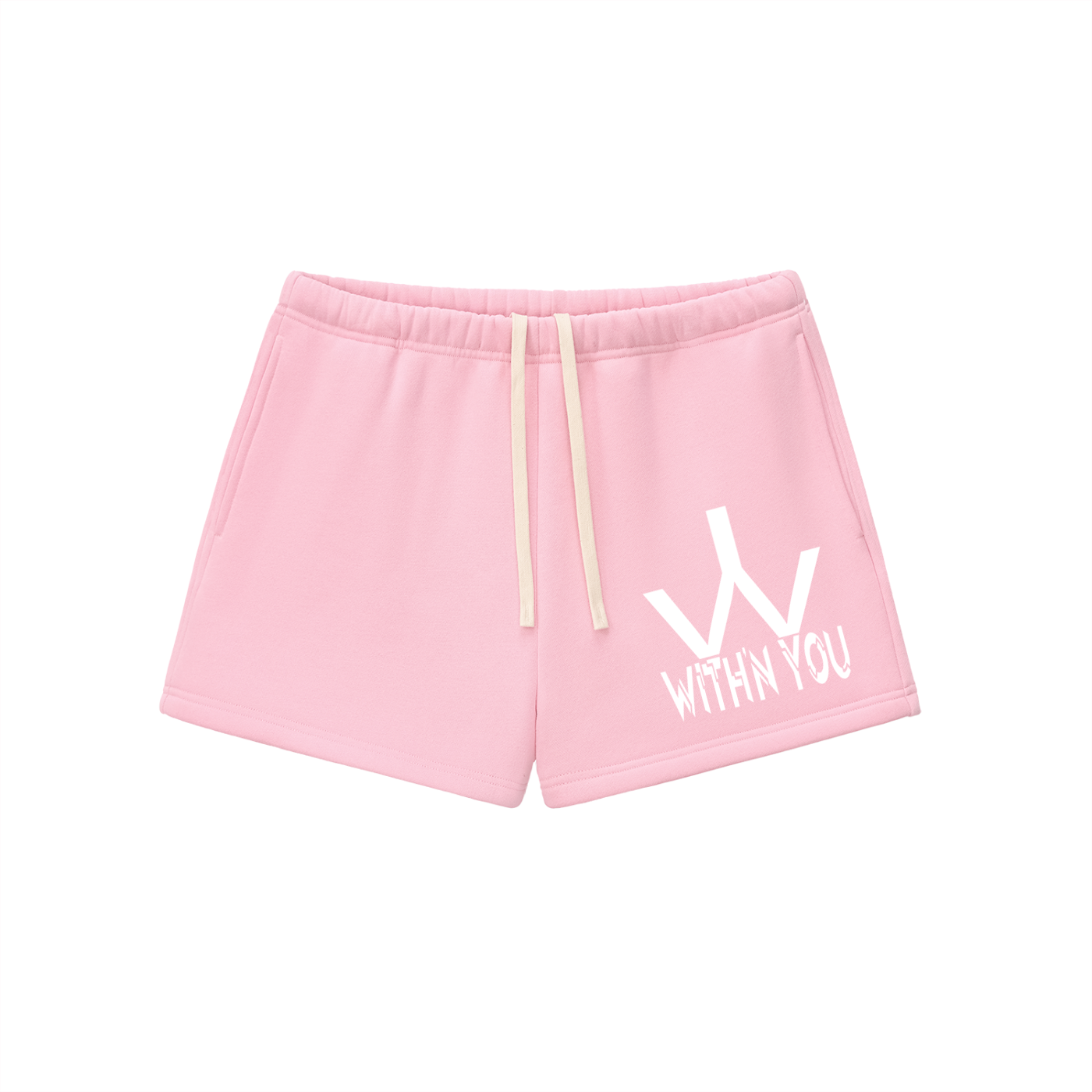 "WITH'N YOU" LOGO - WHITE - Women's Essential Fleece Drawstring Sweatshorts