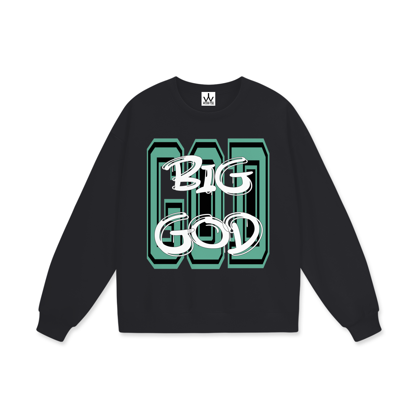 "BIG GOD" - TEAL - Heavyweight Drop Shoulder Sweatshirt