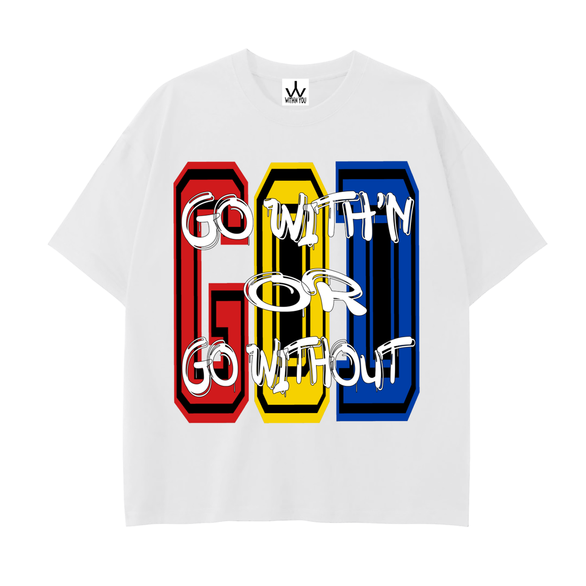 "GO WITH'N" - COLORS 1 - Drop Shoulder Cotton T-Shirt