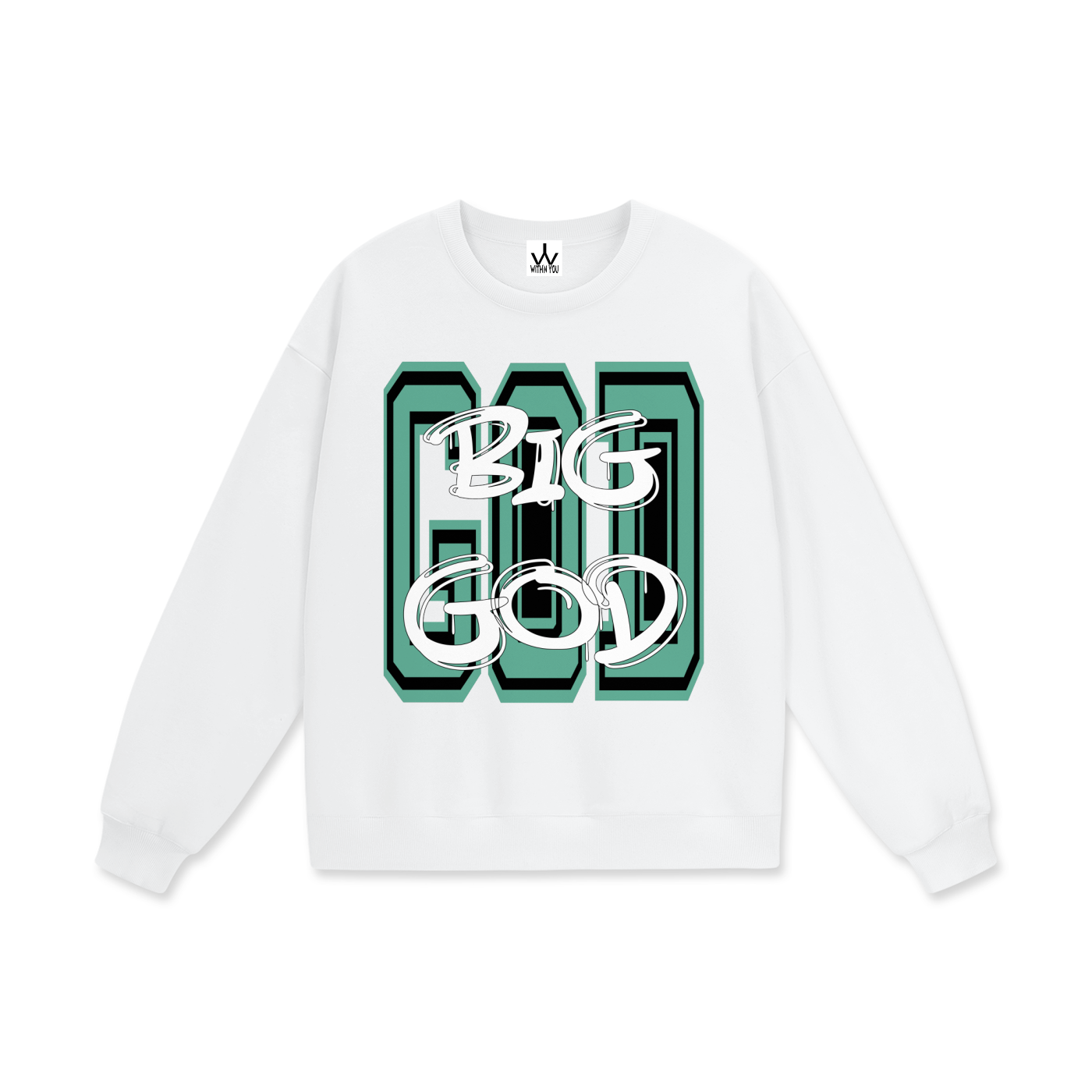 "BIG GOD" - TEAL - Heavyweight Drop Shoulder Sweatshirt