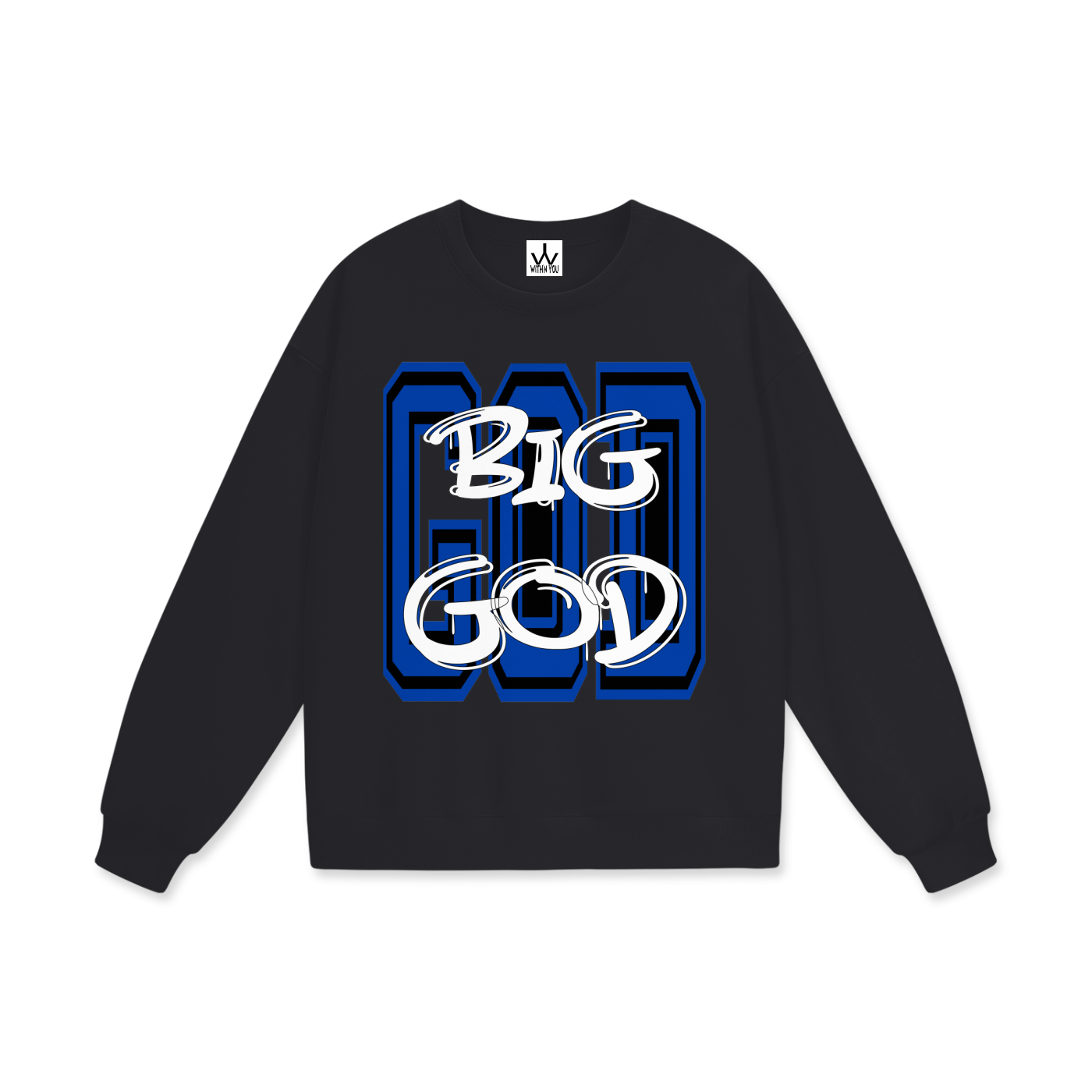 "BIG GOD" - BLUE - Heavyweight Drop Shoulder Sweatshirt