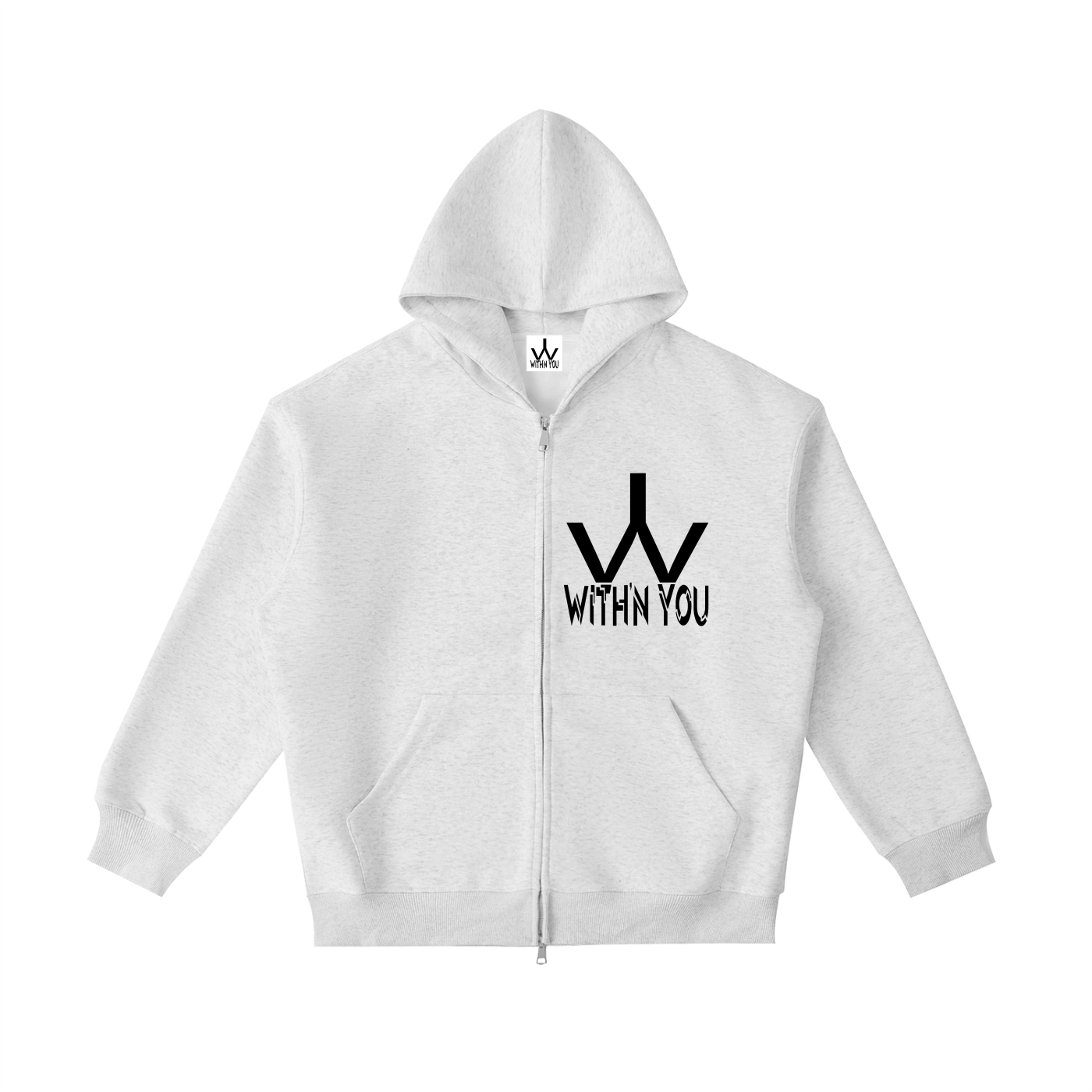 "WITH'N YOU" LOGO - BLACK - Essential Heavyweight Pocket Hoodie
