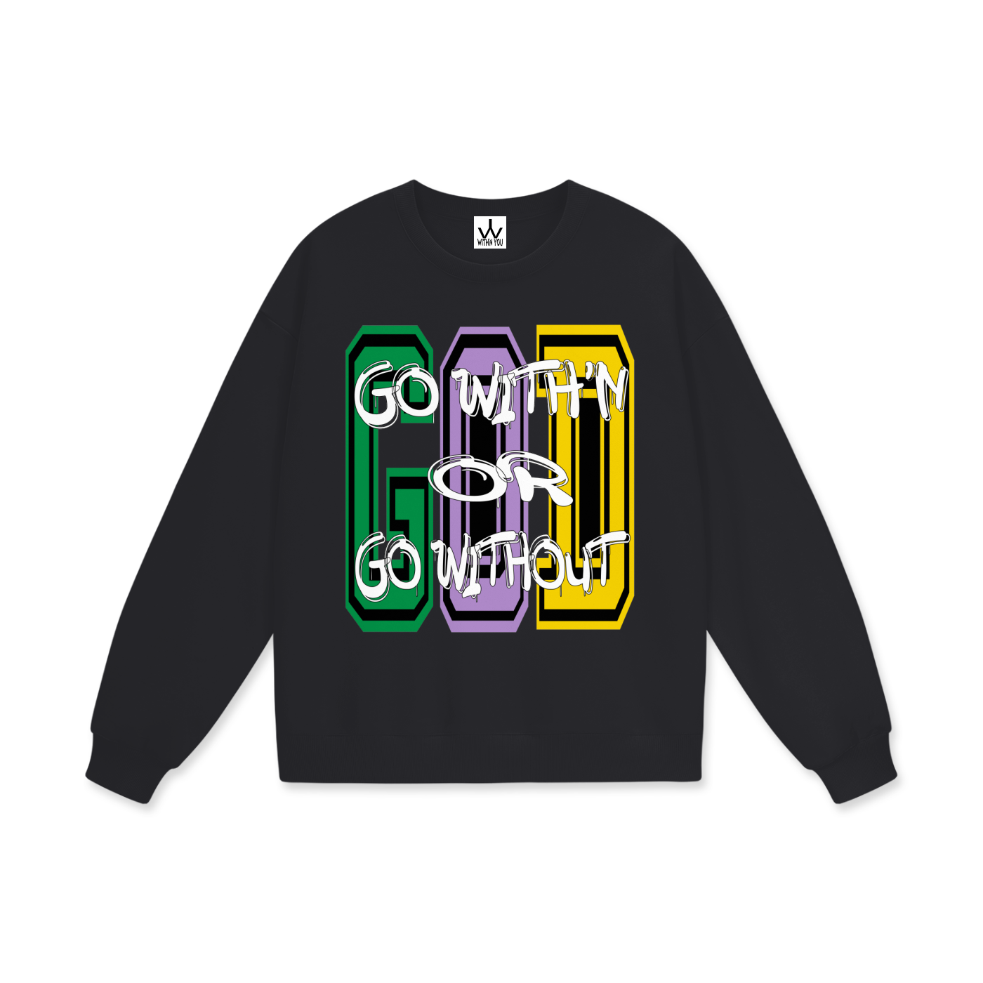 "GO WITH'N" - MARDI GRAS - Heavyweight Drop Shoulder Sweatshirt