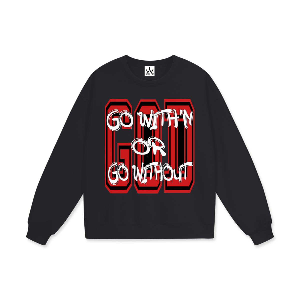 "GO WITH'N" - RED - Heavyweight Drop Shoulder Sweatshirt