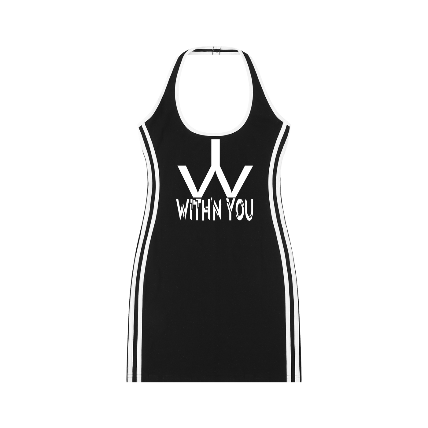 "WITH'N YOU" LOGO - WHITE - Women's Binding Tight Halter Dress