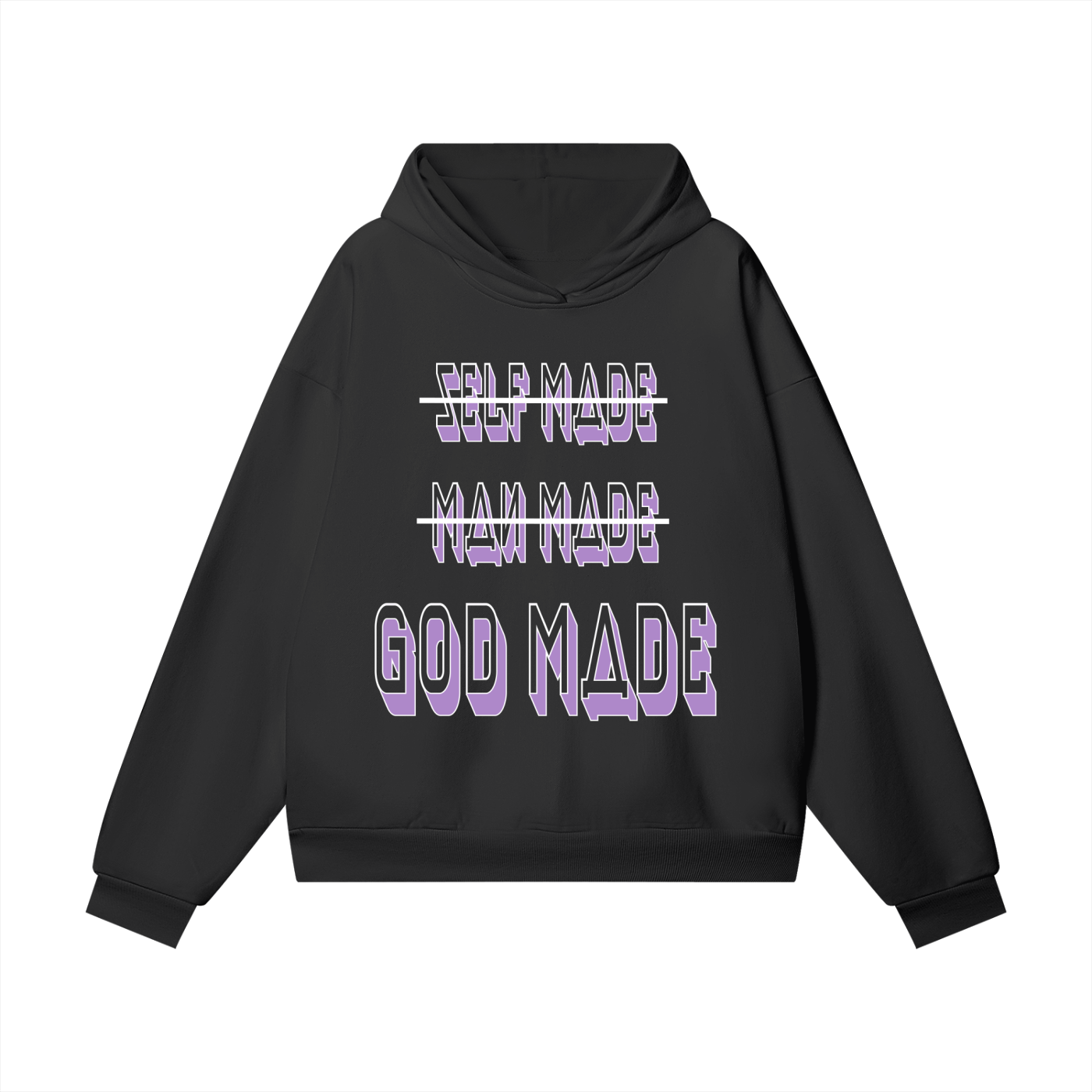 "GOD MADE" - WHITE/PURPLE - Heavyweight Hidden Pocket Fleece Hoodie