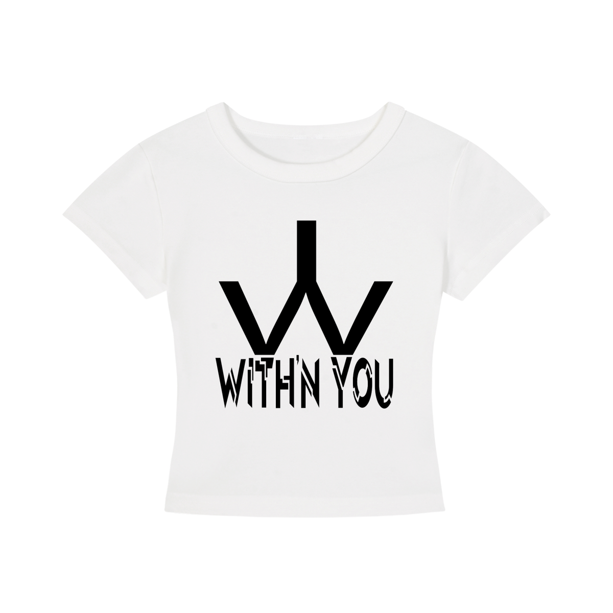 "WITH'N YOU" LOGO - BLACK - Women's Cropped T-Shirt