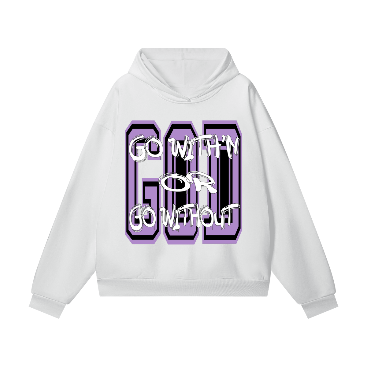 "GO WITH'N" - PURPLE - Heavyweight Hidden Pocket Fleece Hoodie