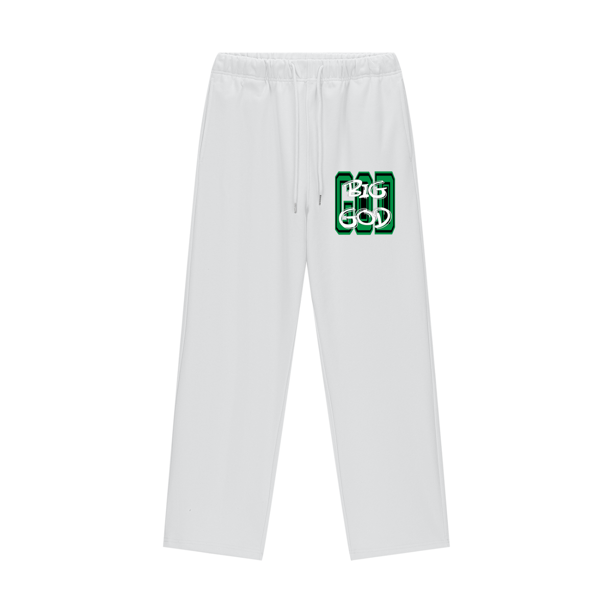 "BIG GOD" - GREEN - Heavyweight Fleece Straight Leg Pants