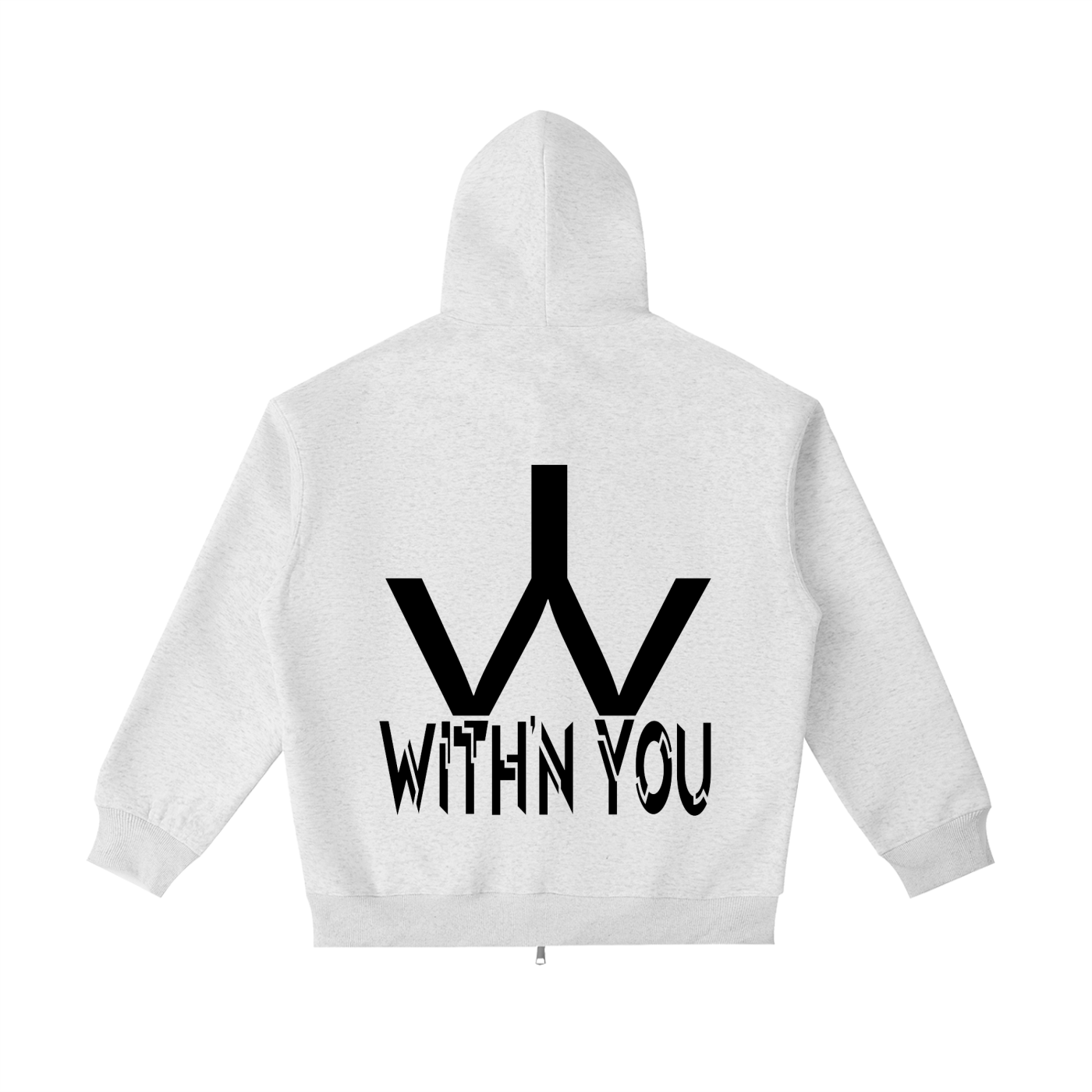 "WITH'N YOU" LOGO - BLACK - Essential Heavyweight Pocket Hoodie