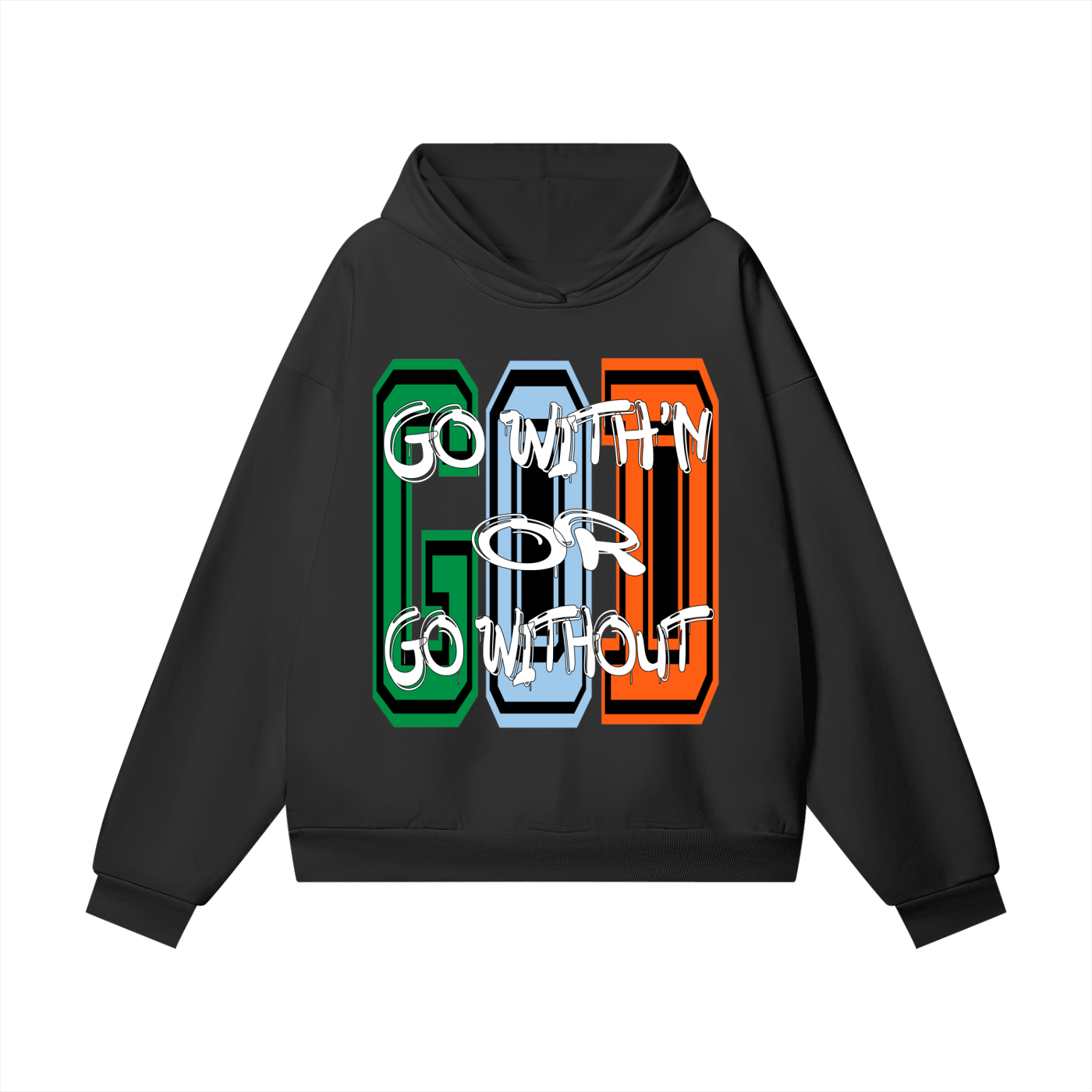 "GO WITH'N" - COLORS 2 - Heavyweight Hidden Pocket Fleece Hoodie