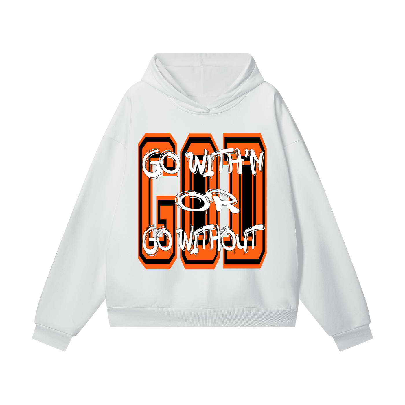 "GO WITH'N" - ORANGE - Heavyweight Hidden Pocket Fleece Hoodie