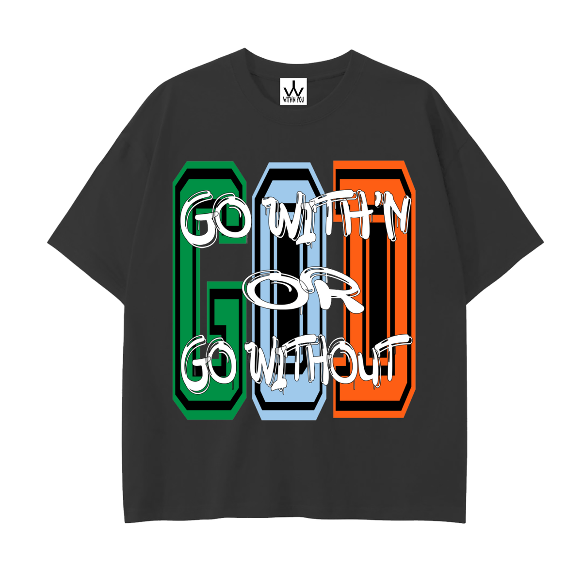 "GO WITH'N" - COLORS 2 - Drop Shoulder Cotton T-Shirt