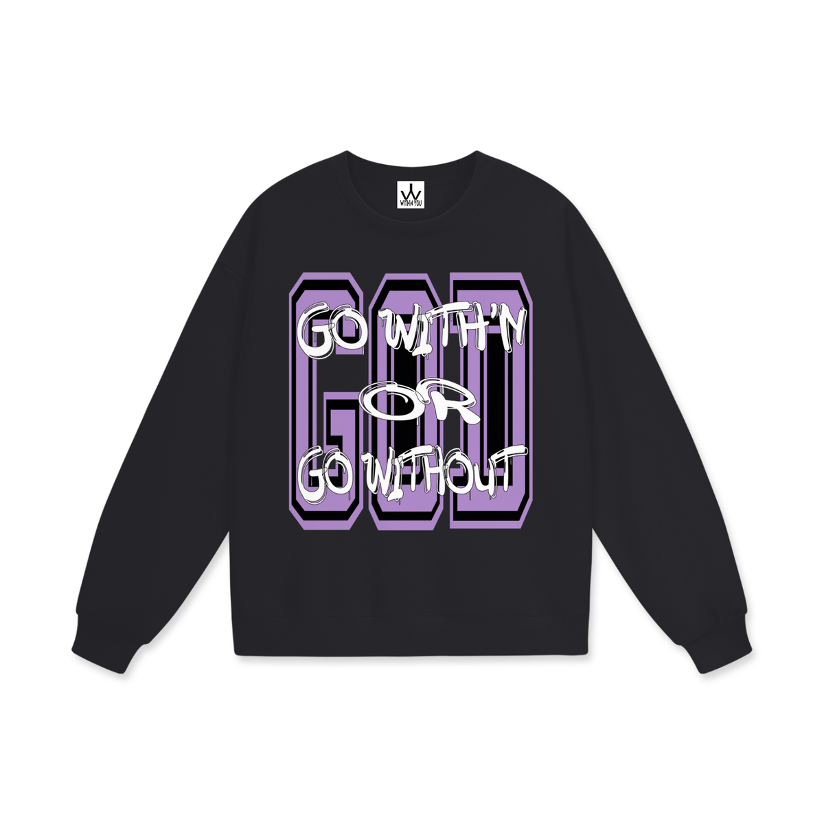 "GO WITH'N" - PURPLE -  Heavyweight Drop Shoulder Sweatshirt