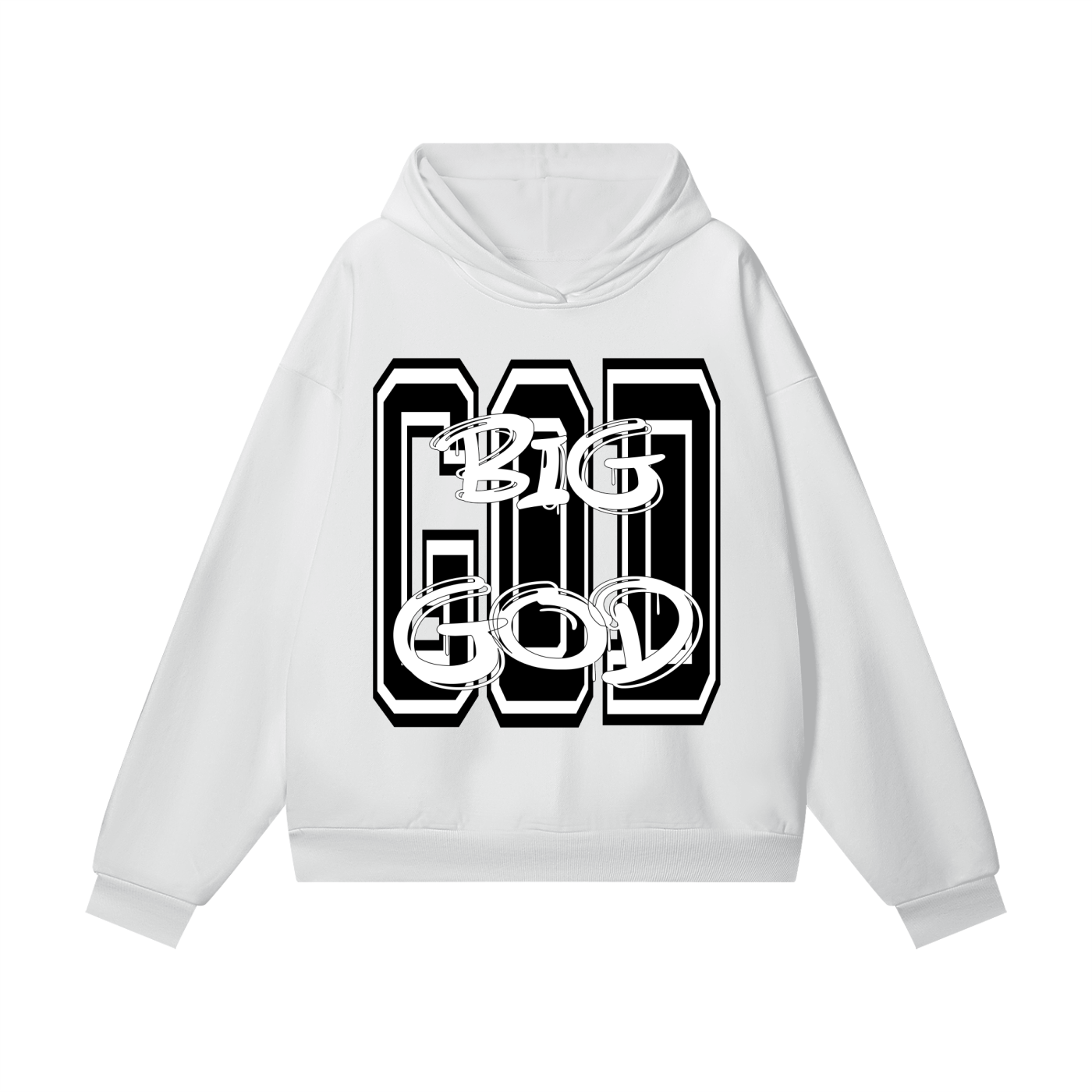 "BIG GOD" - BLACK - Heavyweight Hidden Pocket Fleece Hoodie